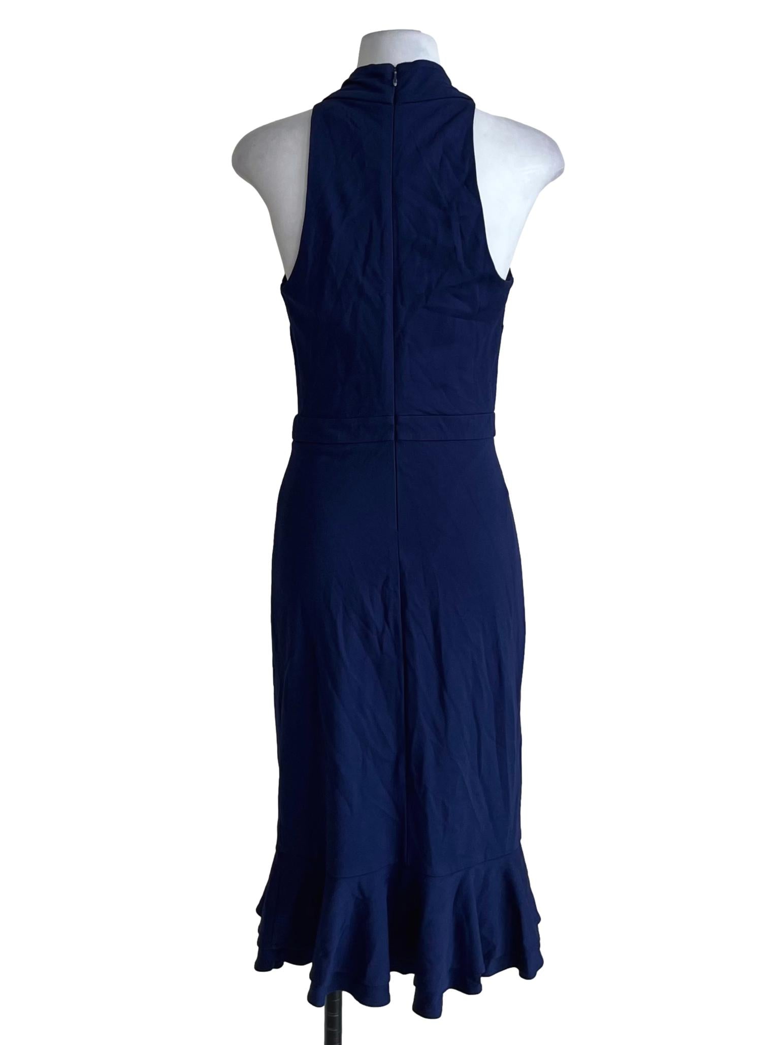 Navy Blue Plain A-Line Dress