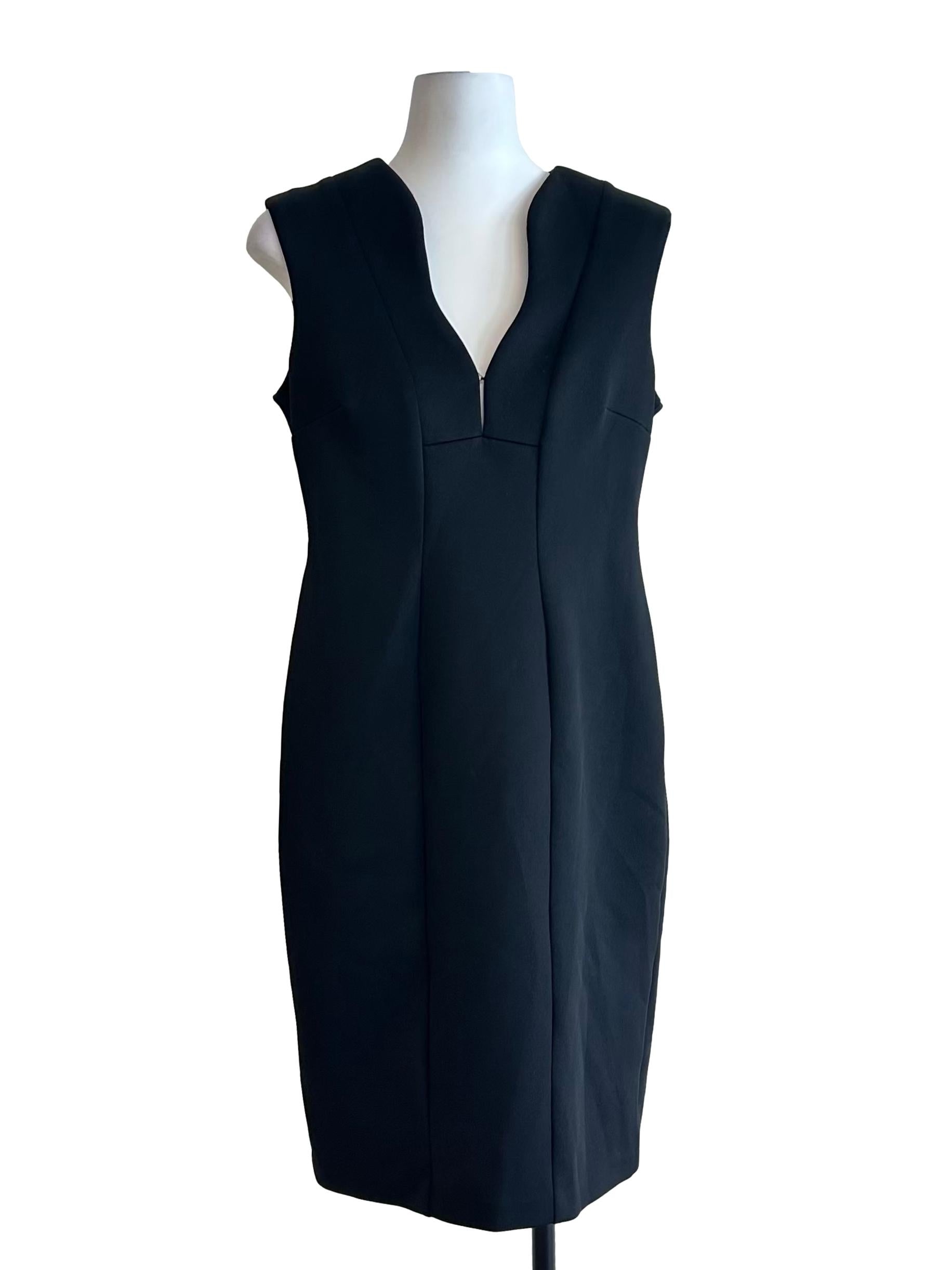 Black V-Neck Sleeveless Sheath Dress