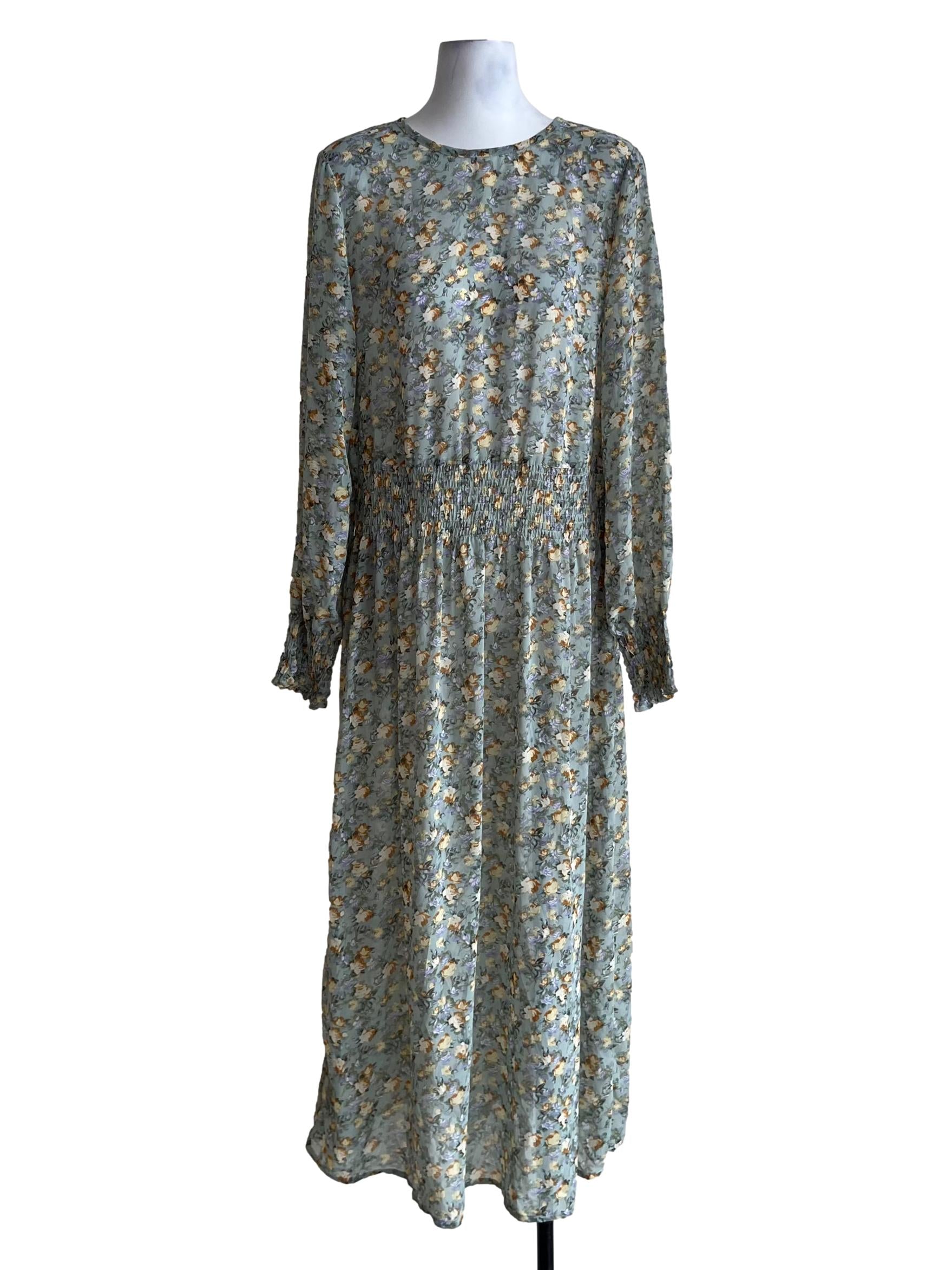 Pistachio Green Floral Empire Dress