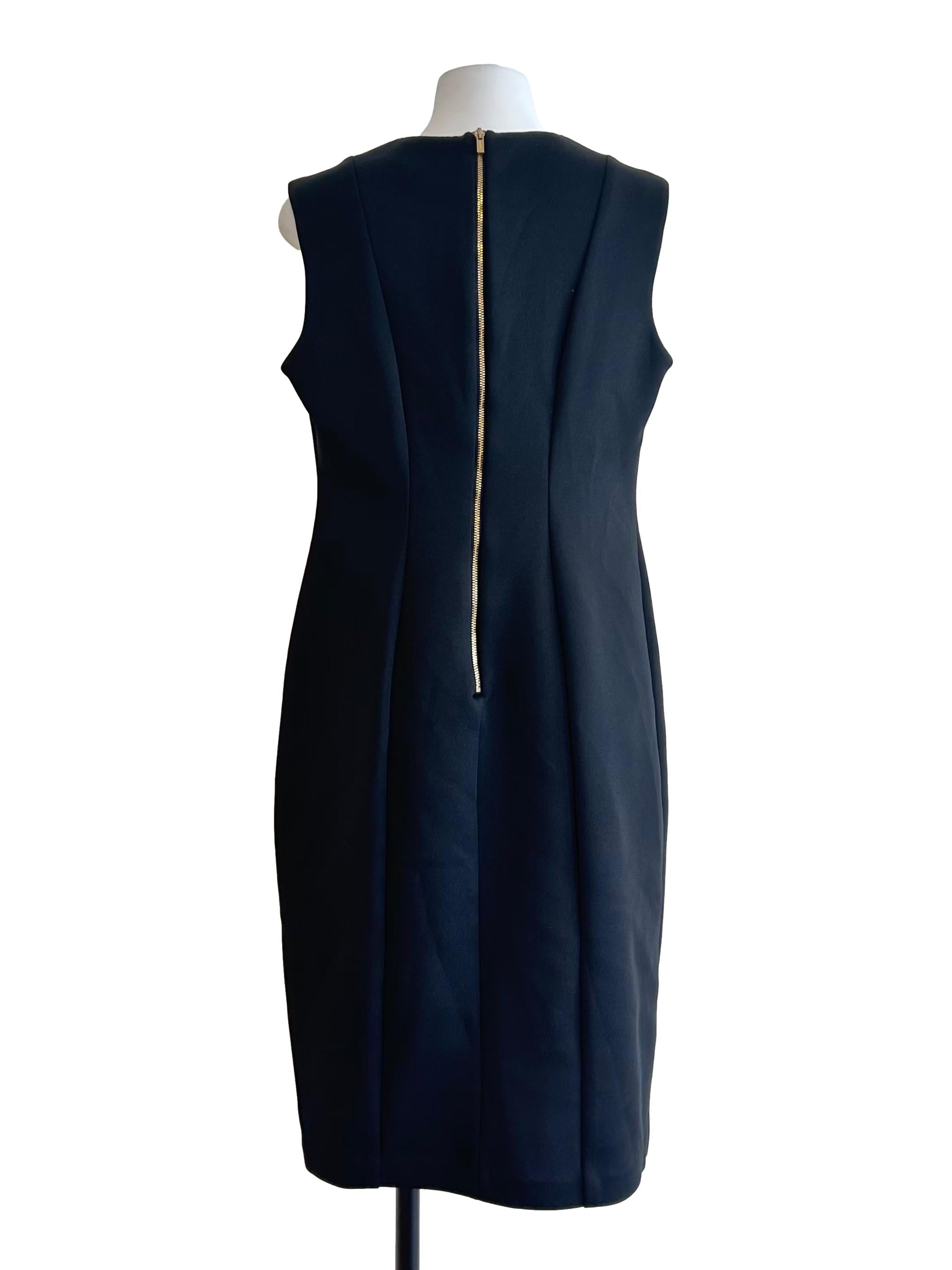 Black V-Neck Sleeveless Sheath Dress