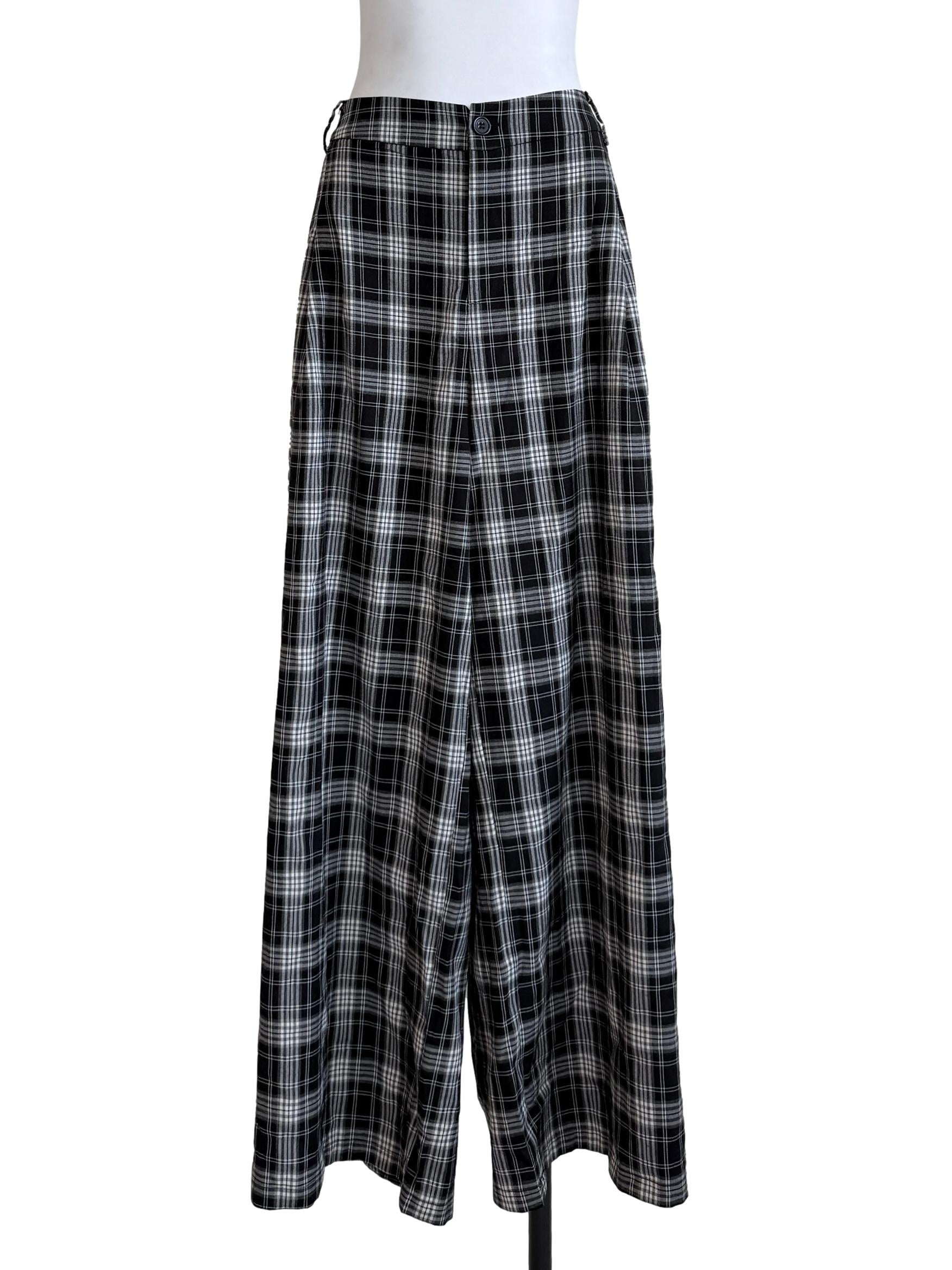 Multicolor Checkered Straight Leg Pants