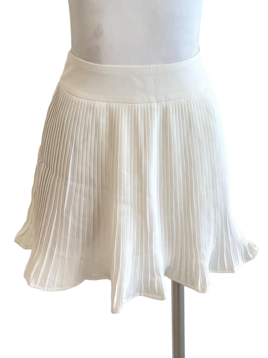 White Ruffle Accordion Mini Skirt