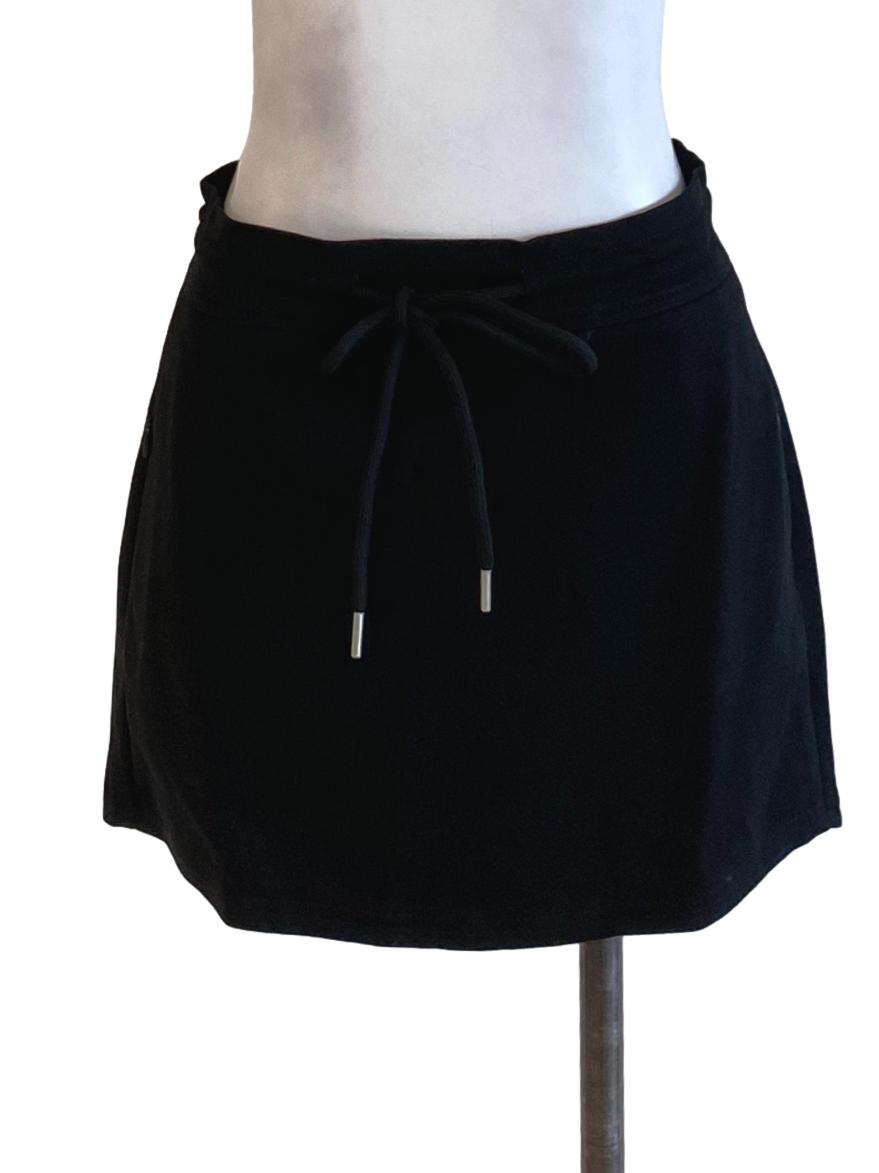 Jade Black Tie Front Mini Track A-Line Skirt