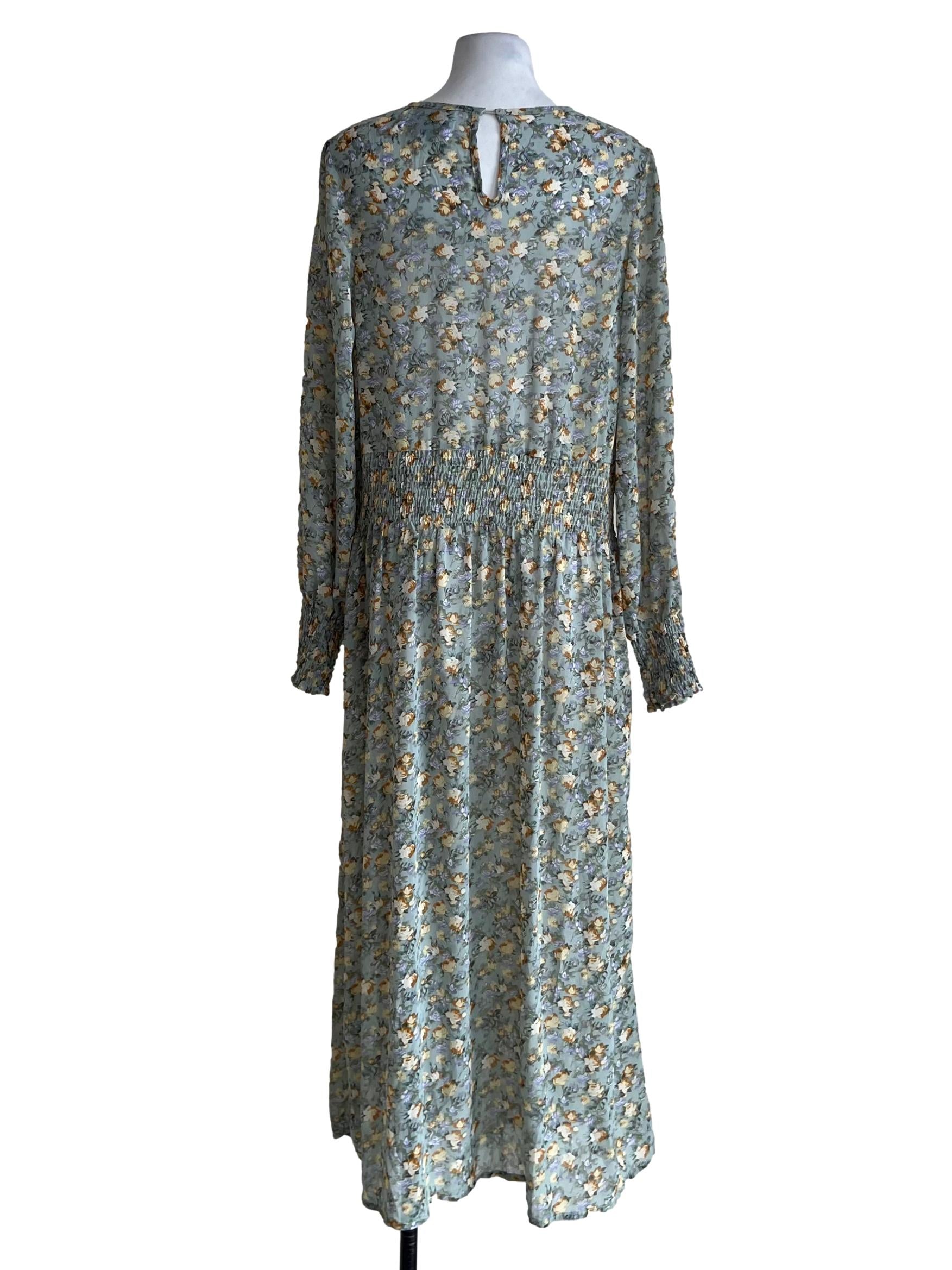 Pistachio Green Floral Empire Dress
