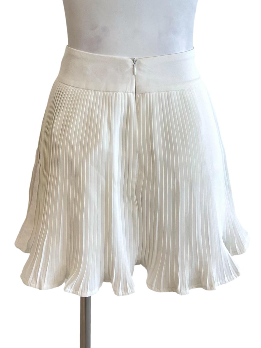 White Ruffle Accordion Mini Skirt