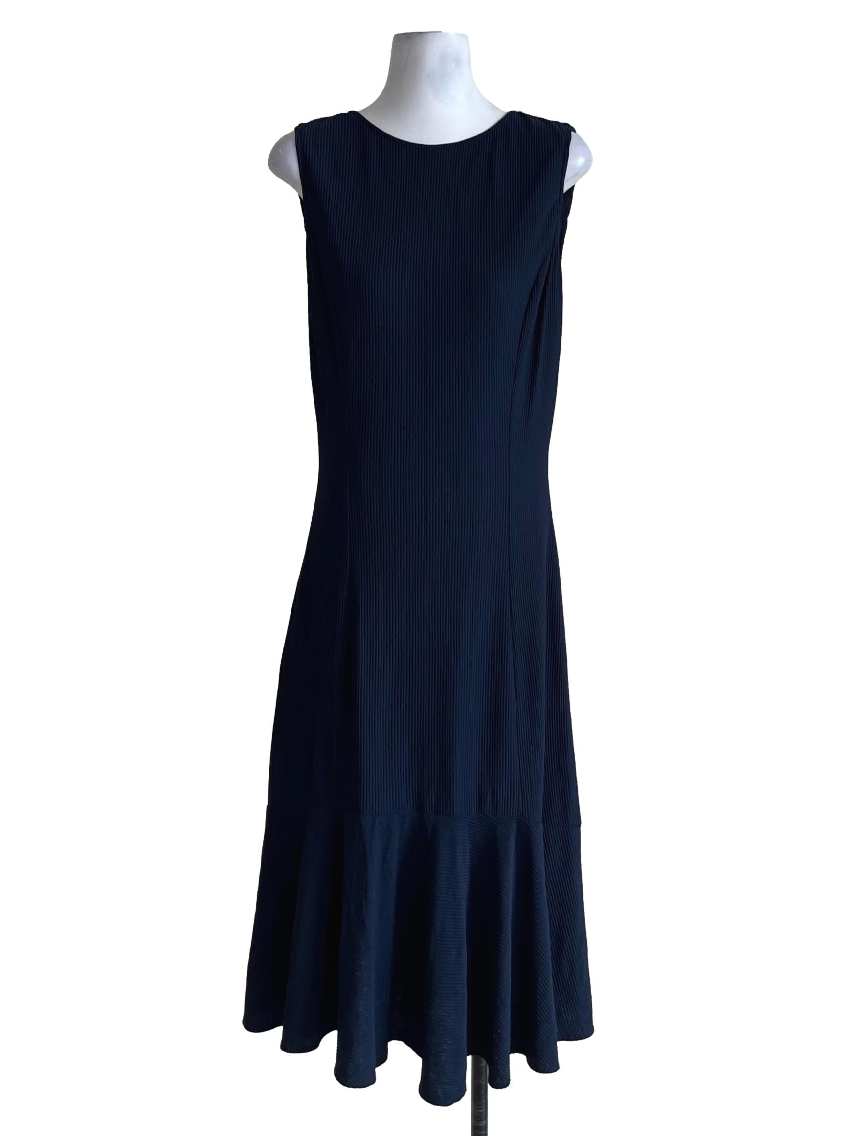 Navy Blue Jewel Neckline Shift Dress