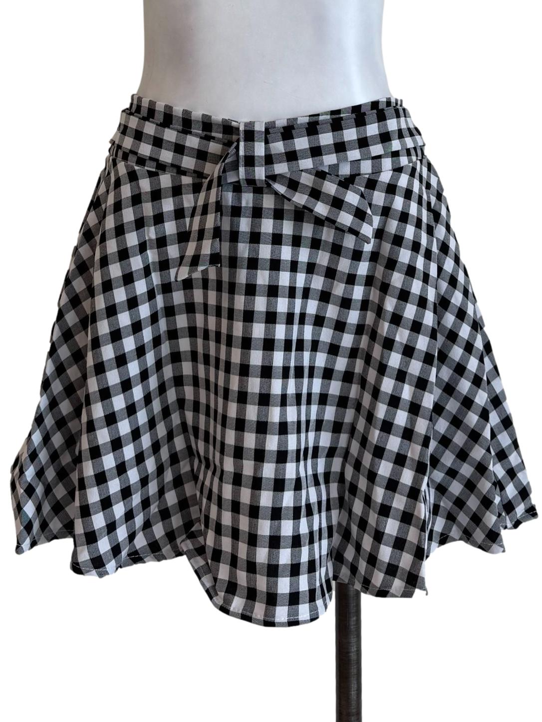 Black Gingham Mini Skirt
