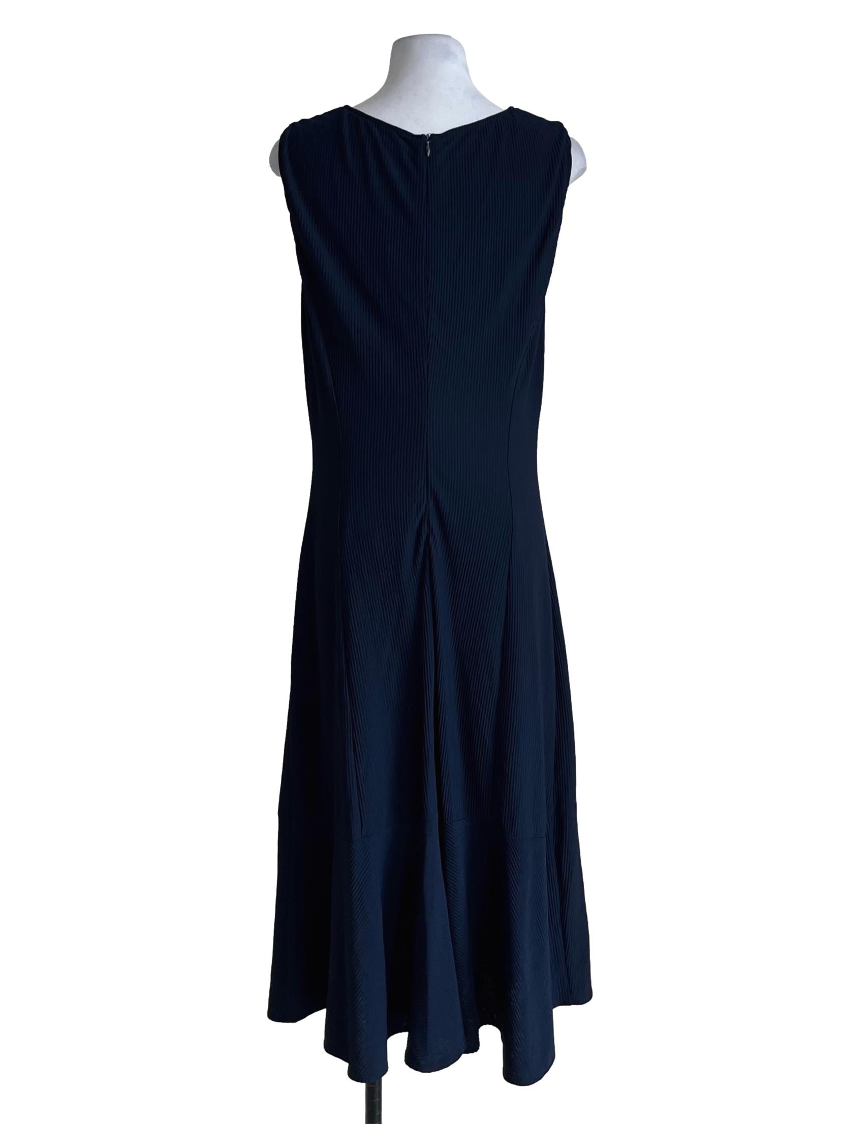 Navy Blue Jewel Neckline Shift Dress
