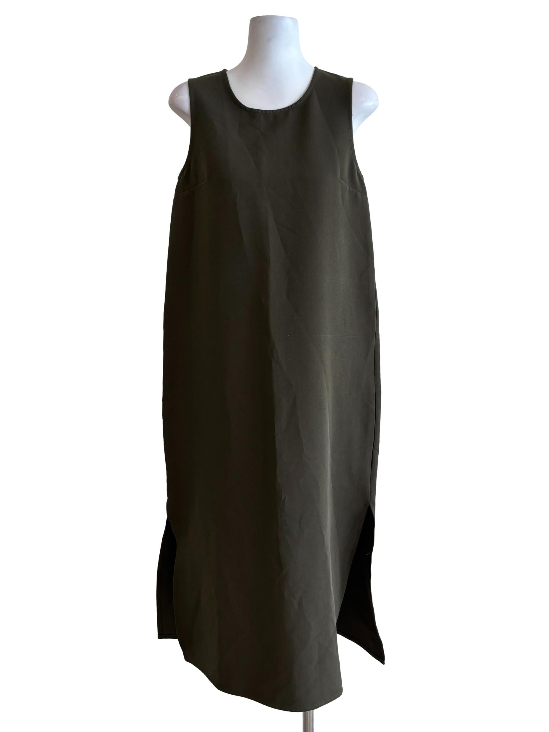 Green Taupe Sleeveless Straight Dress