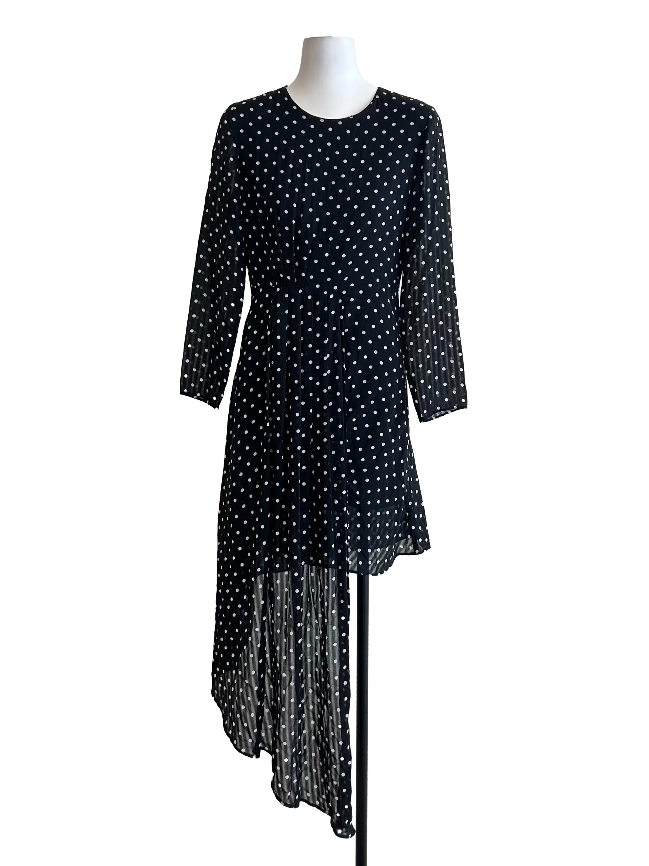 Black Polka Dot Asymmetrical Dress
