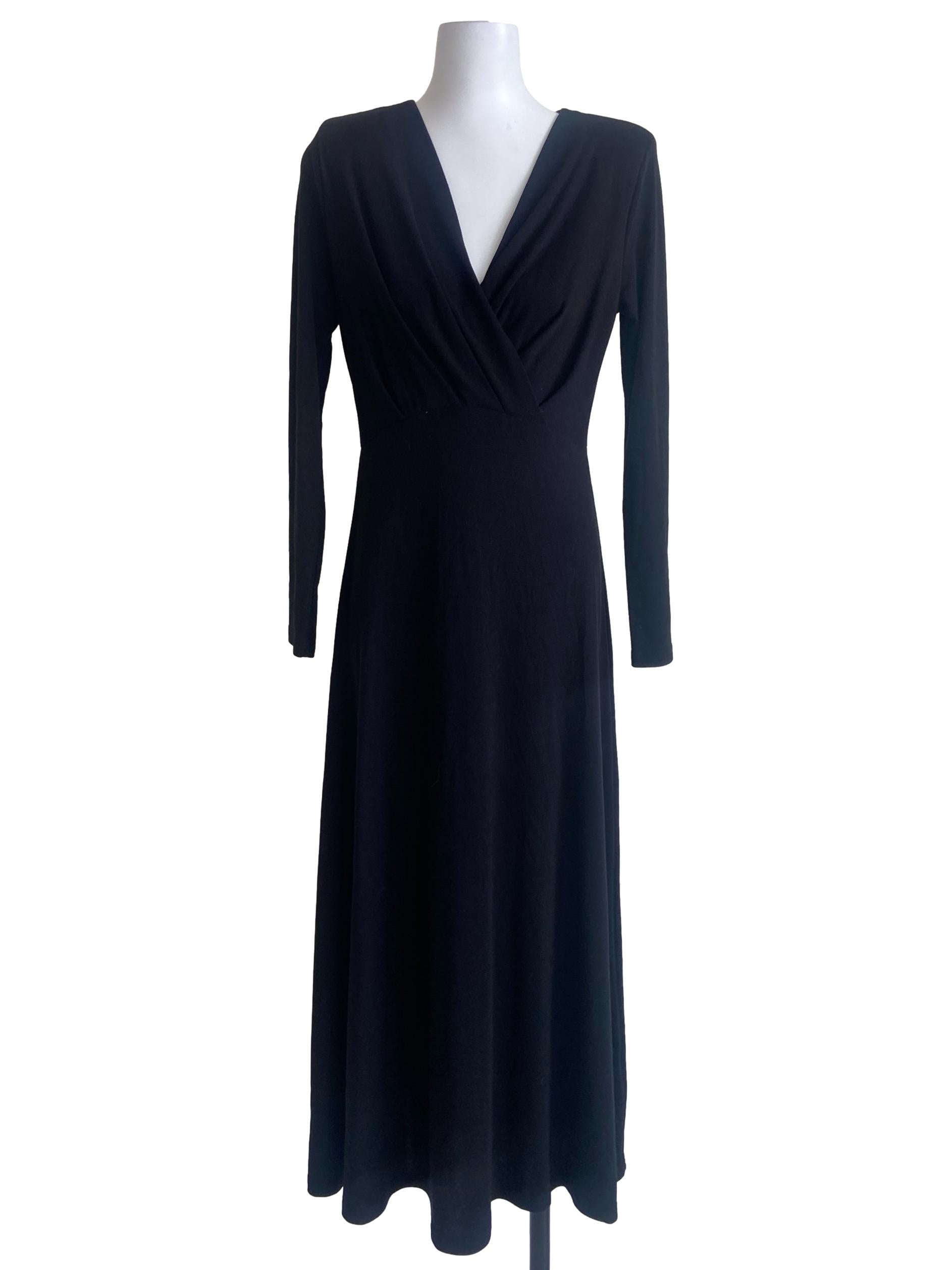 Black V Neck A-Line Dress