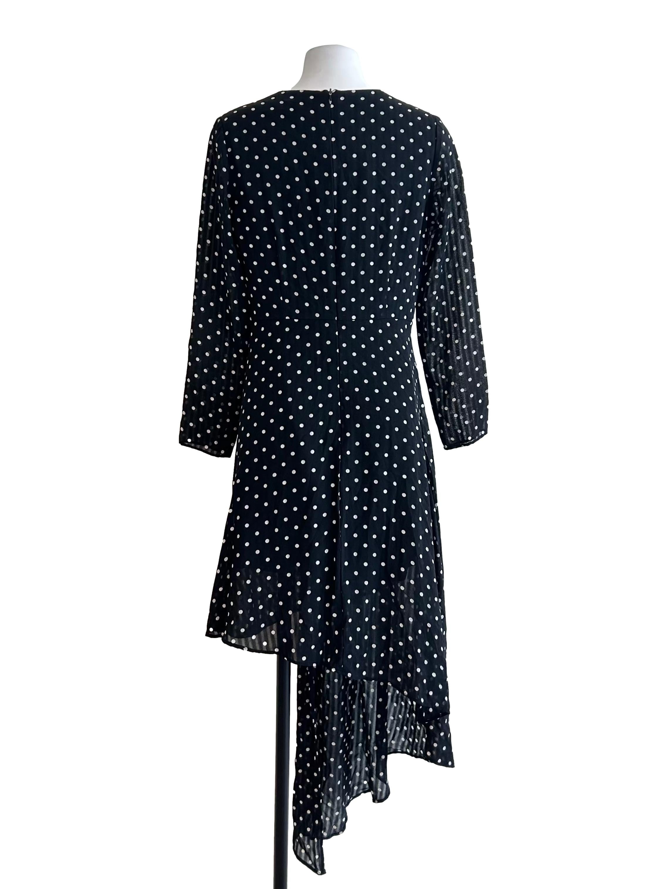 Black Polka Dot Asymmetrical Dress