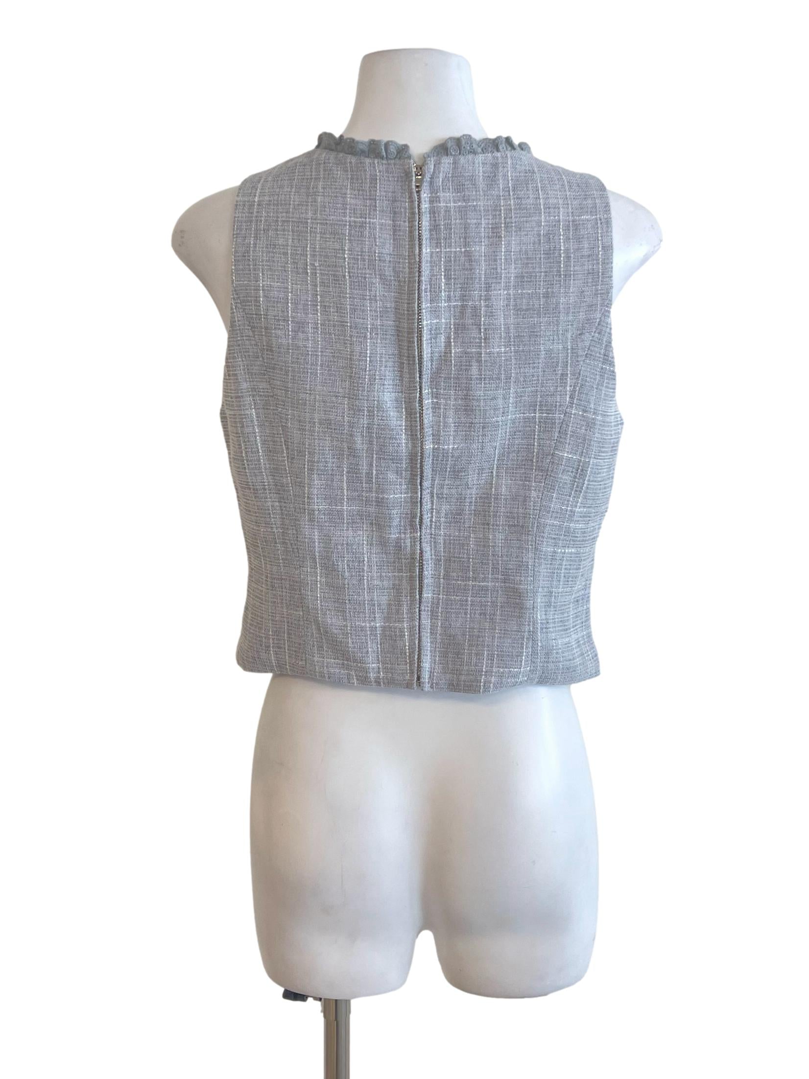 Coin Grey Button V Neck Plaid Vest