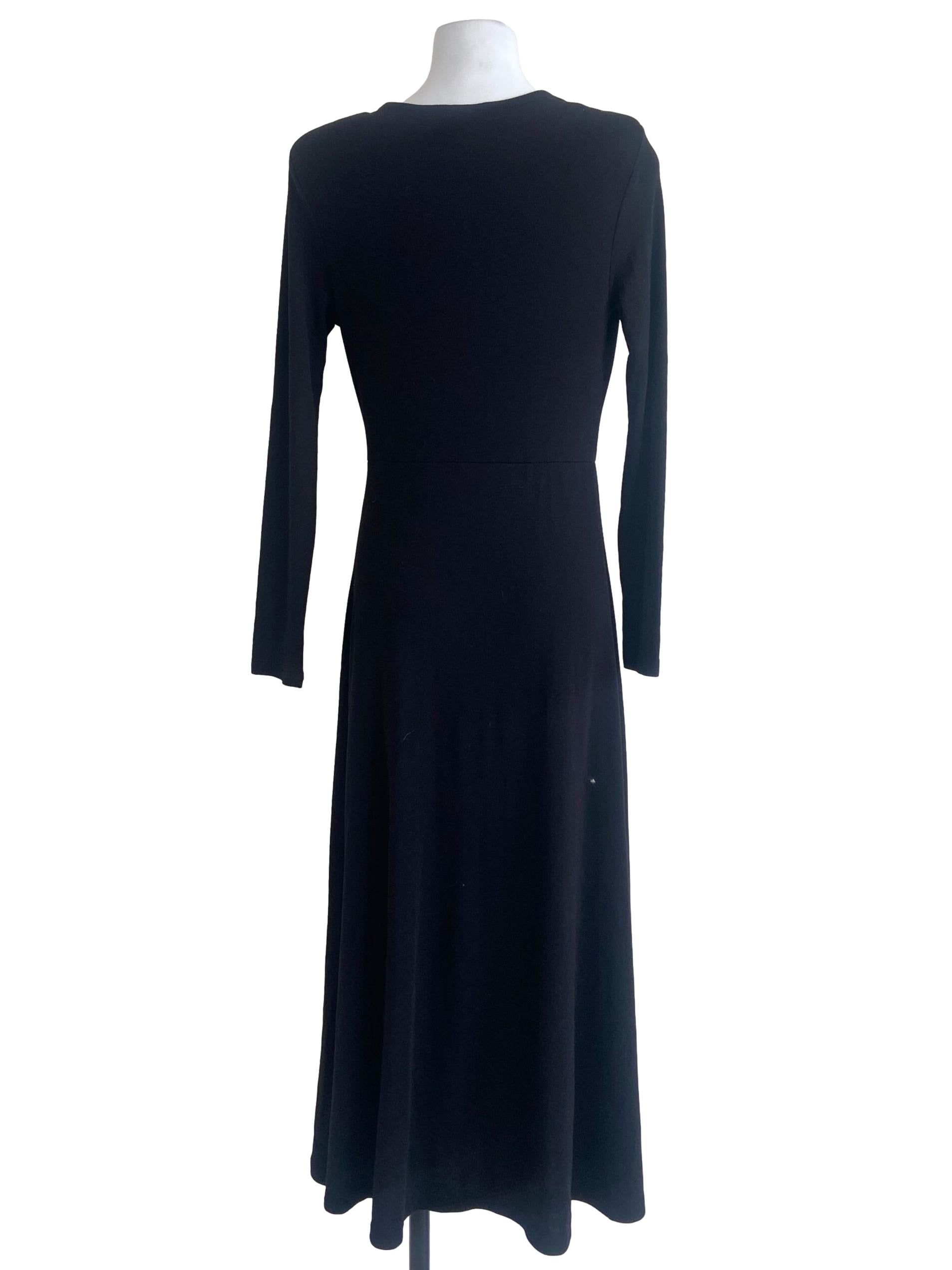 Black V Neck A-Line Dress