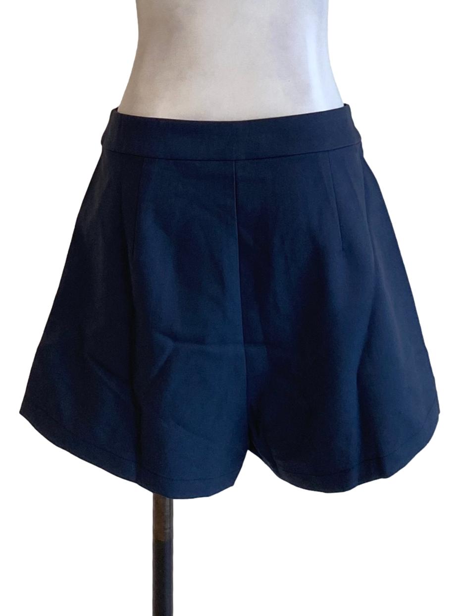 Dark Stone Blue Buttoned Waist Regular Fit Shorts YHF