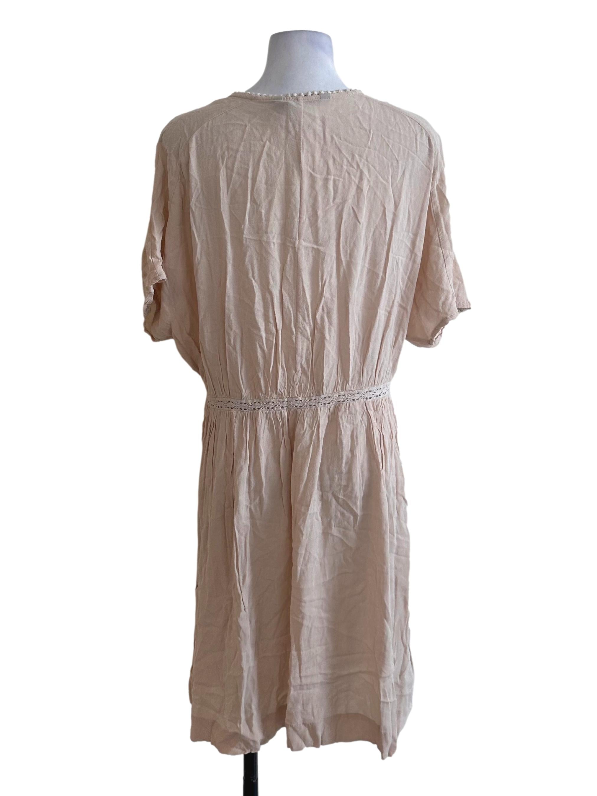Sand Beige V Neck Chiffon Dress