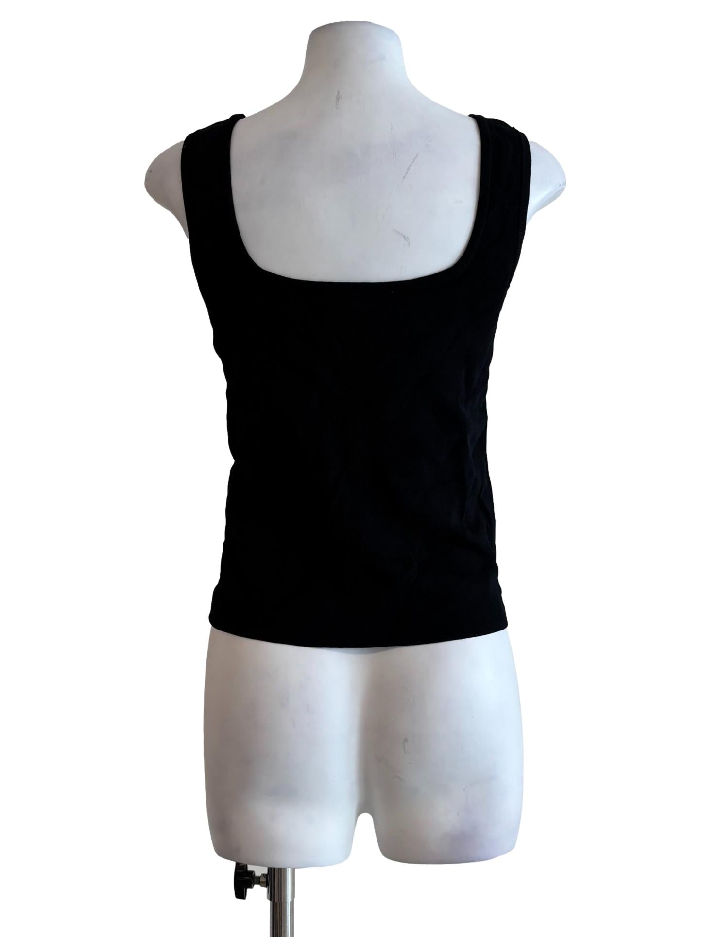 Black Square Neck Ribbed Top