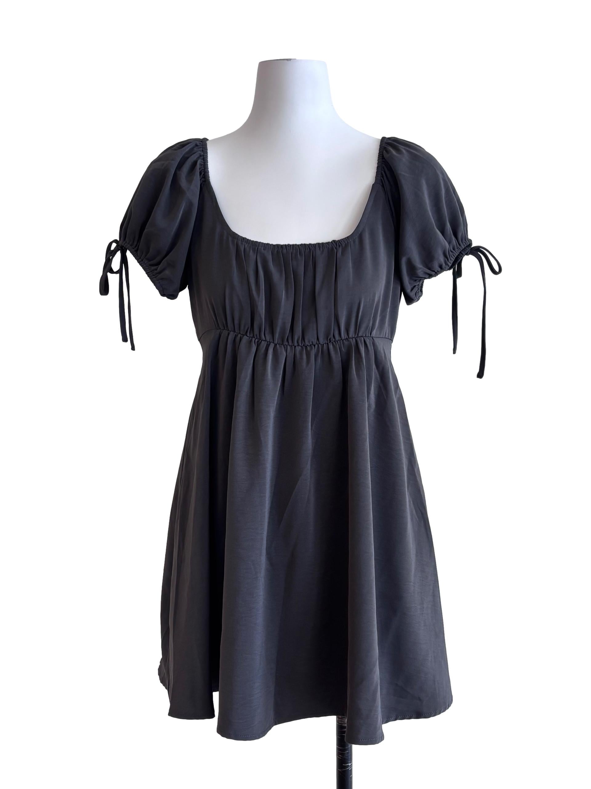 Ash Grey Square Neck A-Line Dress
