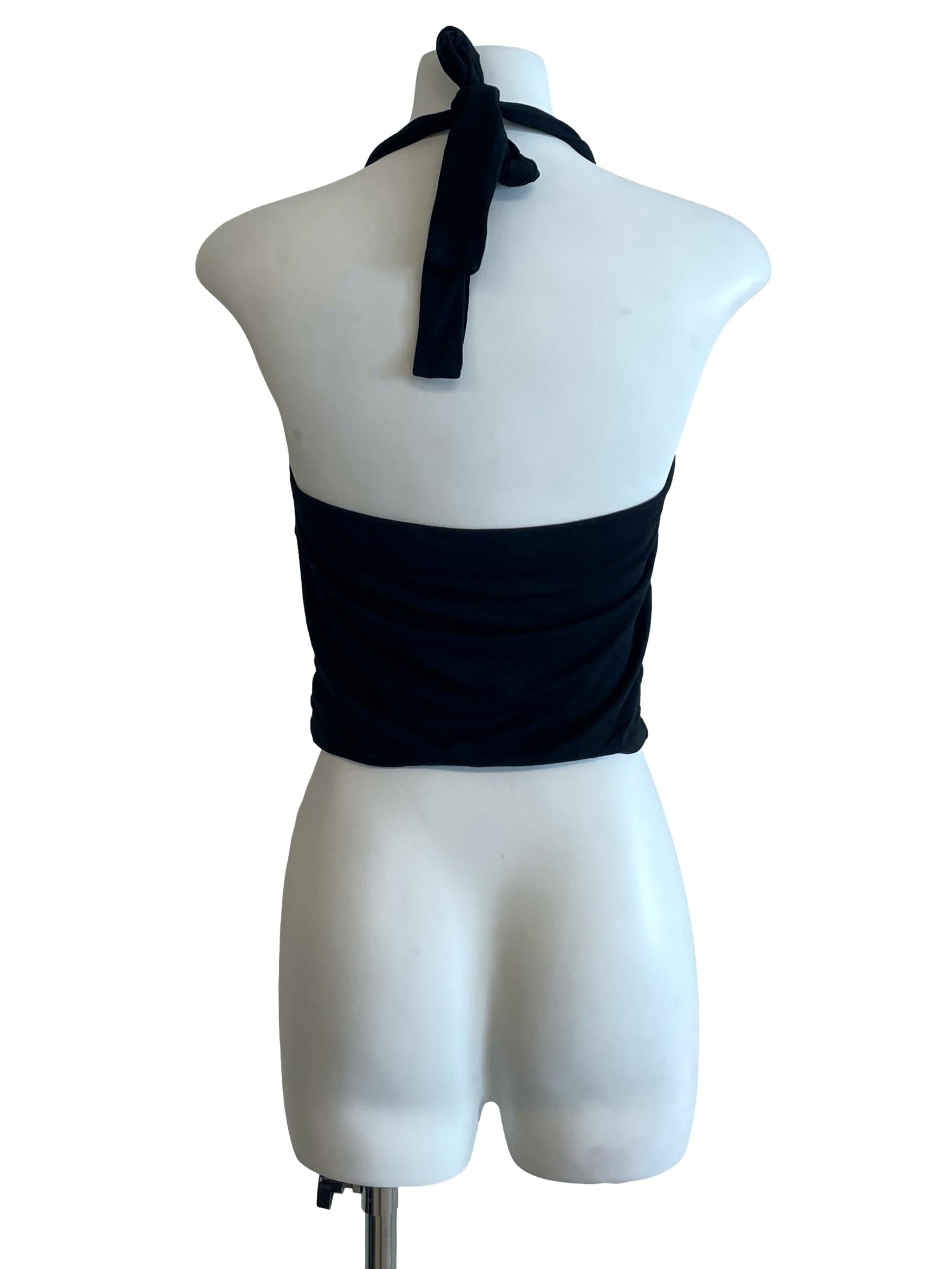 Black Halter Neck Crop Top