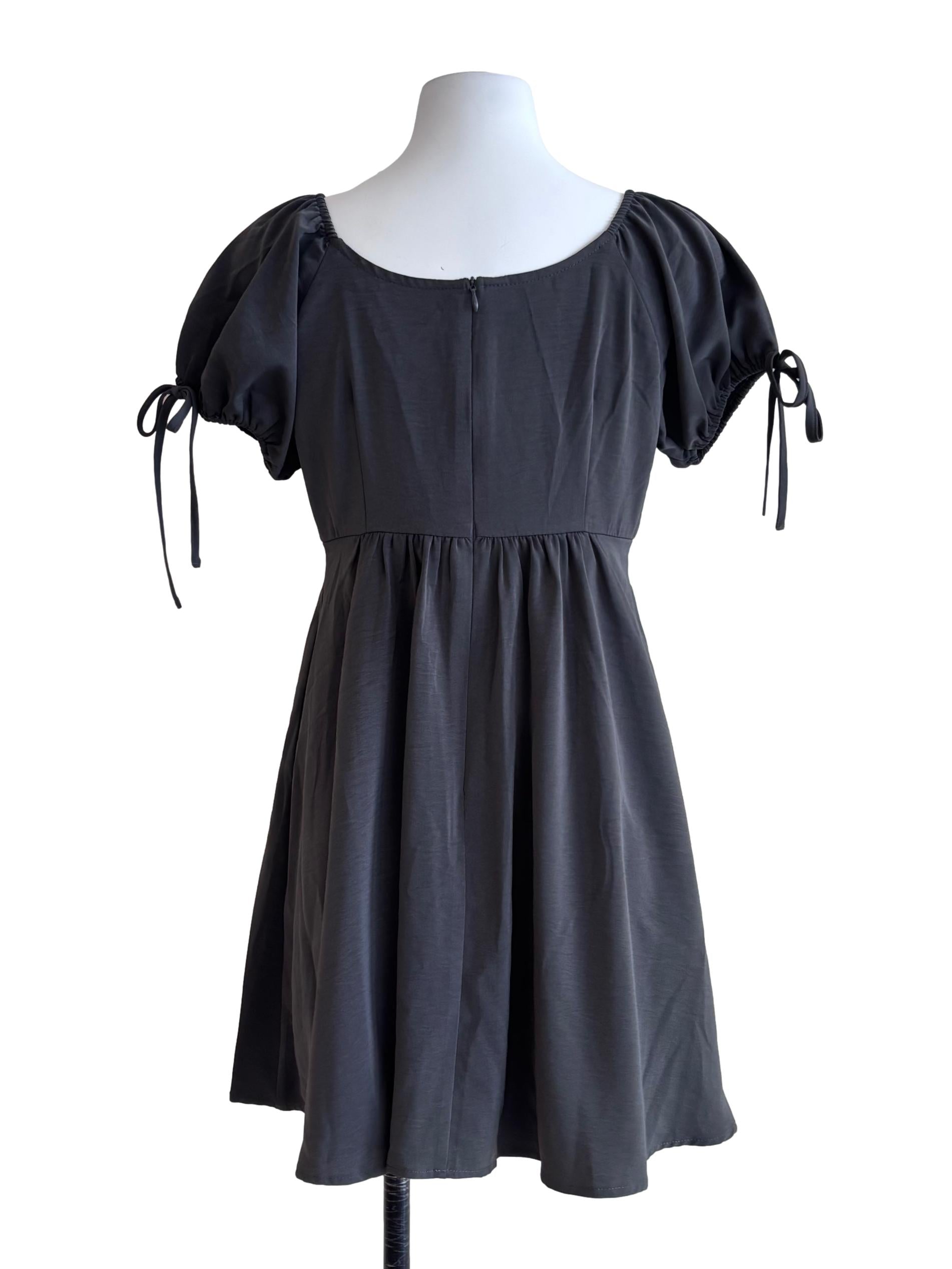 Ash Grey Square Neck A-Line Dress