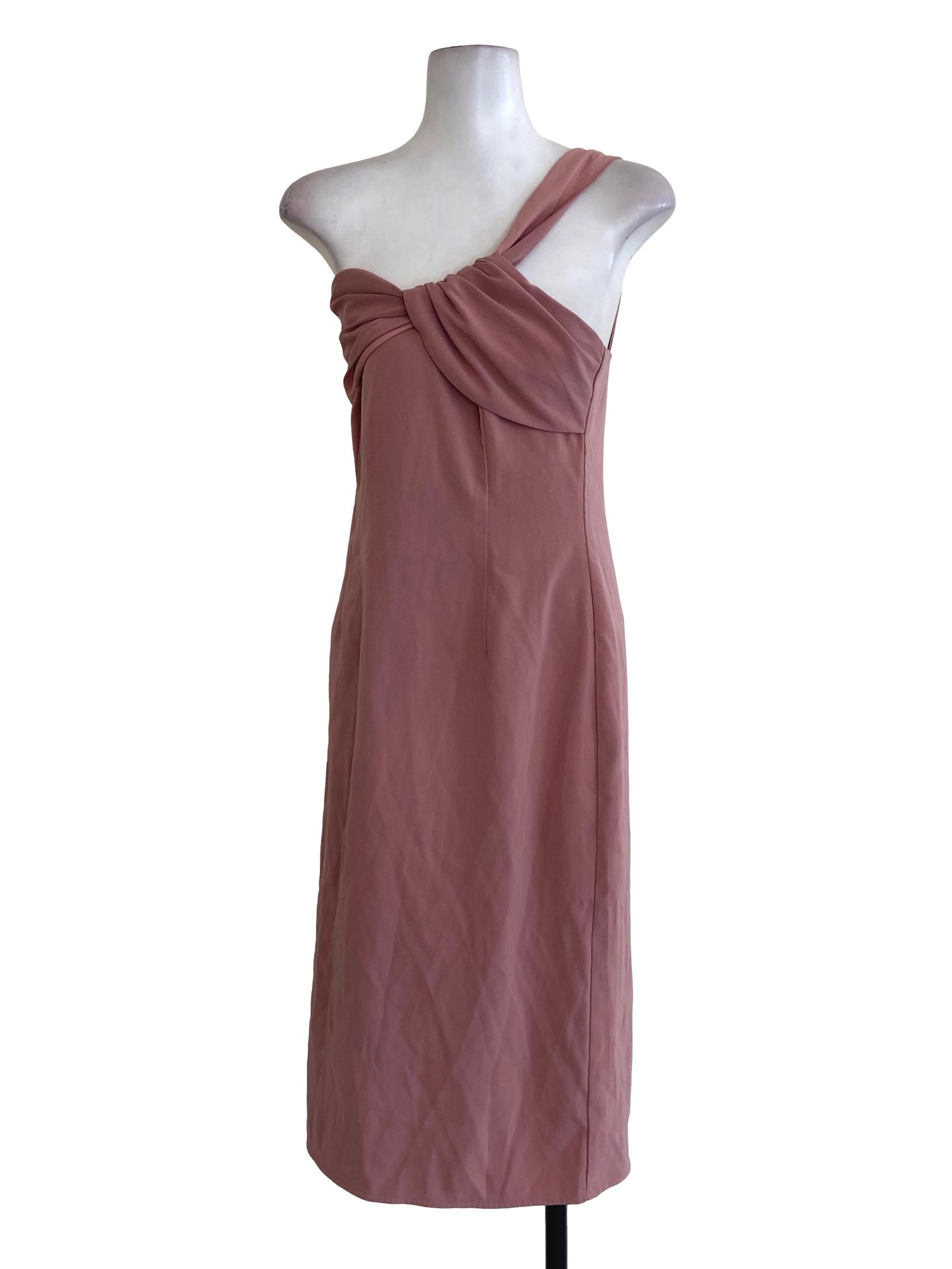 Flamingo Pink One Shoulder Slip Dress