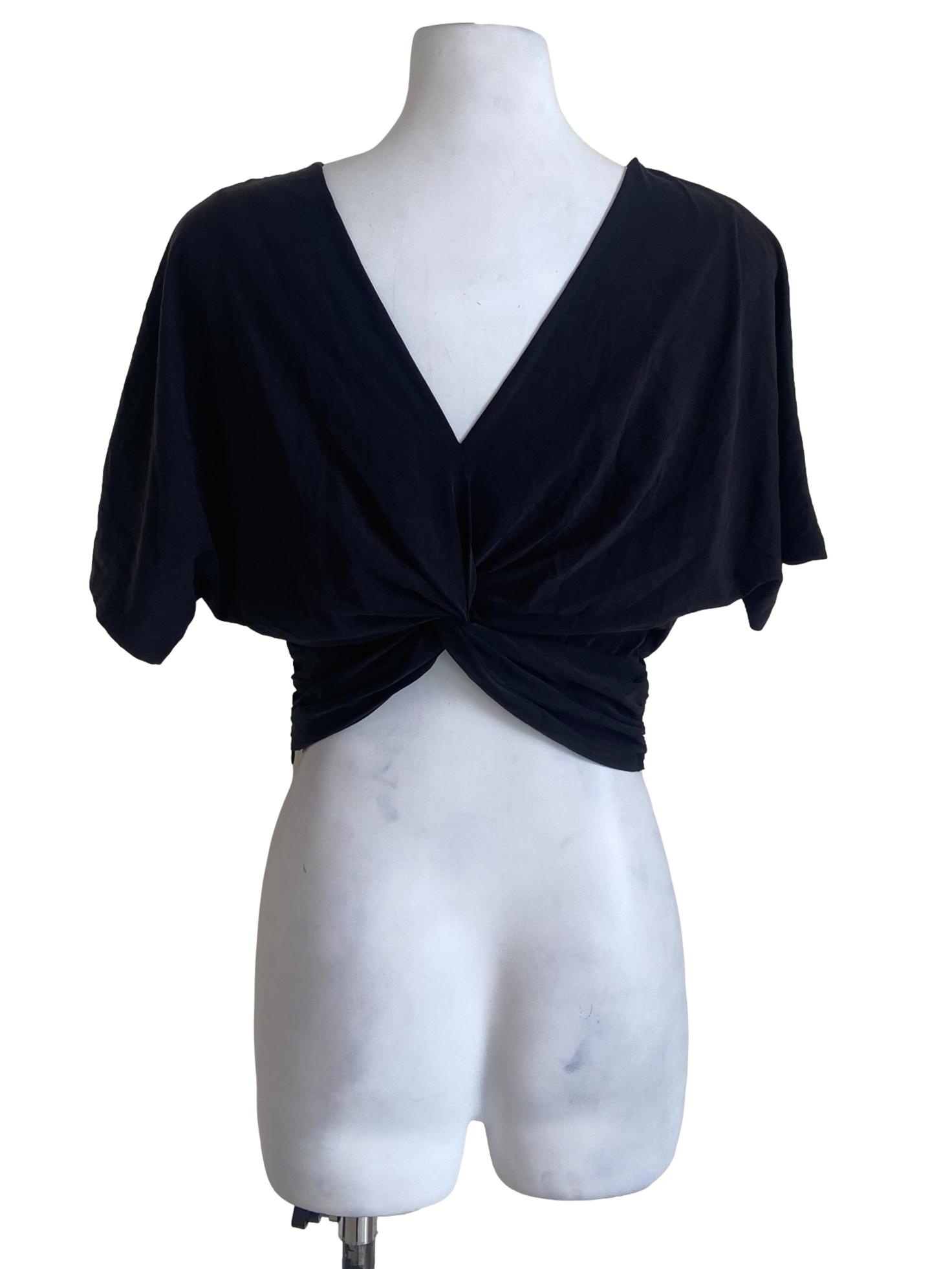 Black Twill Pegged Waist Blouse