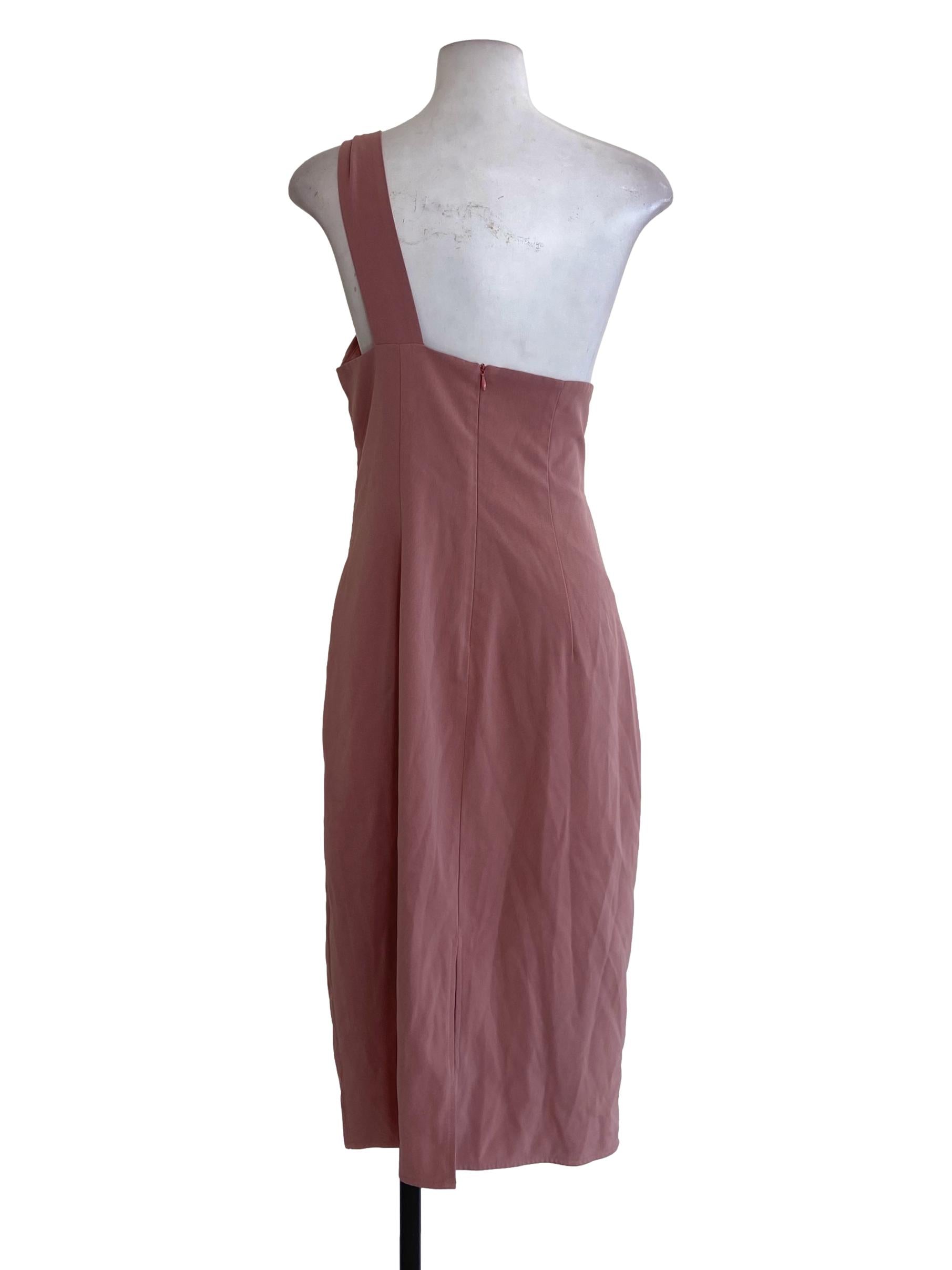 Flamingo Pink One Shoulder Slip Dress