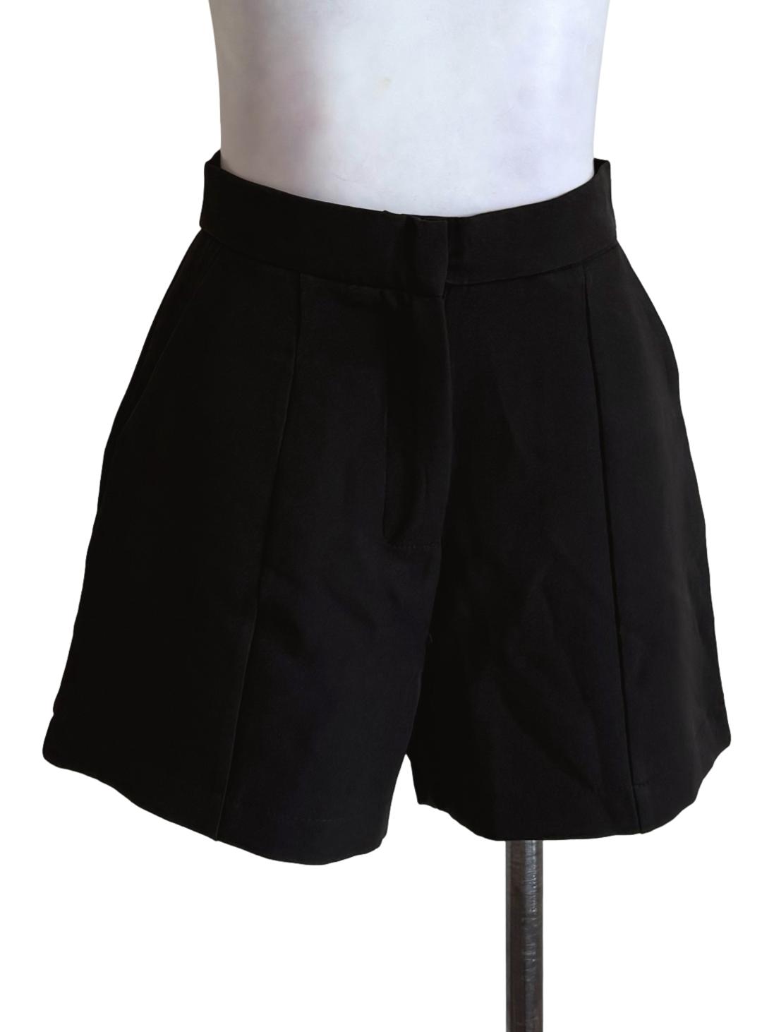 Black Pleated Shorts