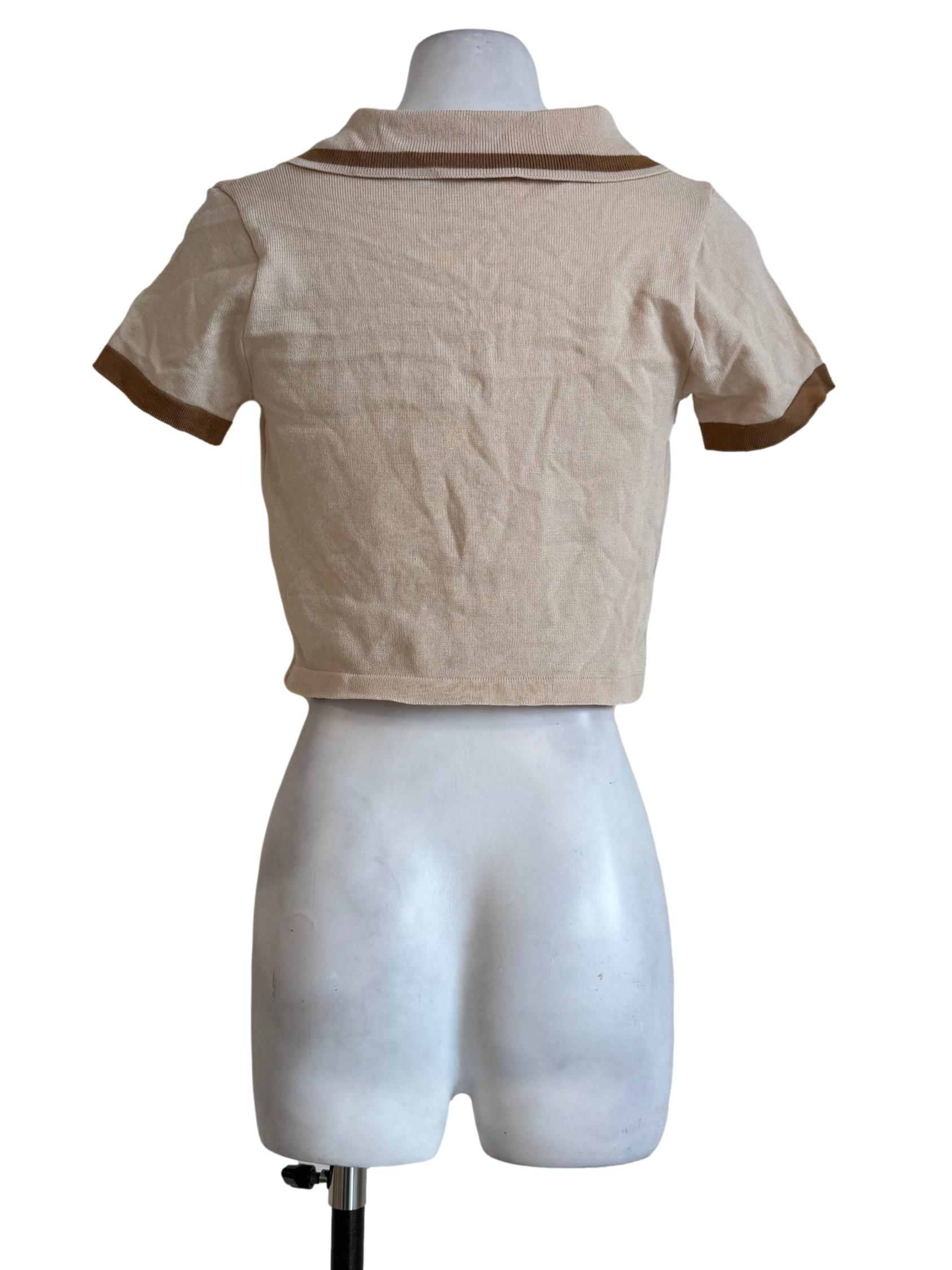 Sand Beige Knitted Short Sleeve Shirt
