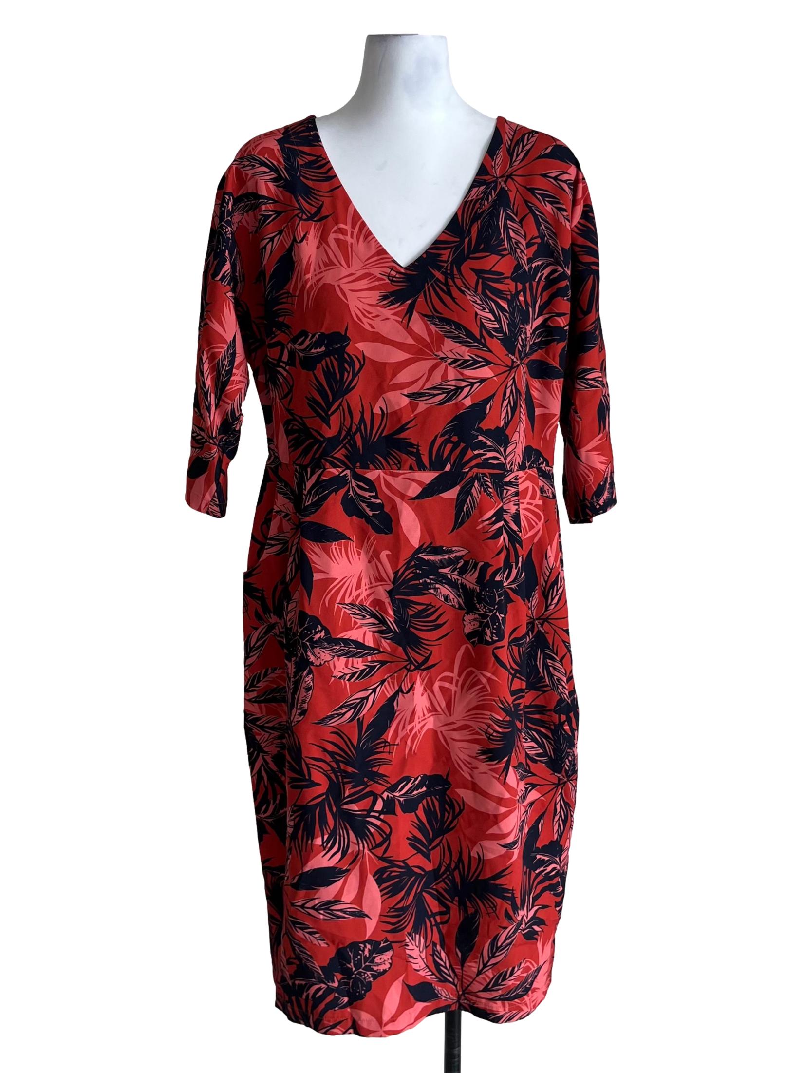 Amber Orange Floral Empire Dress