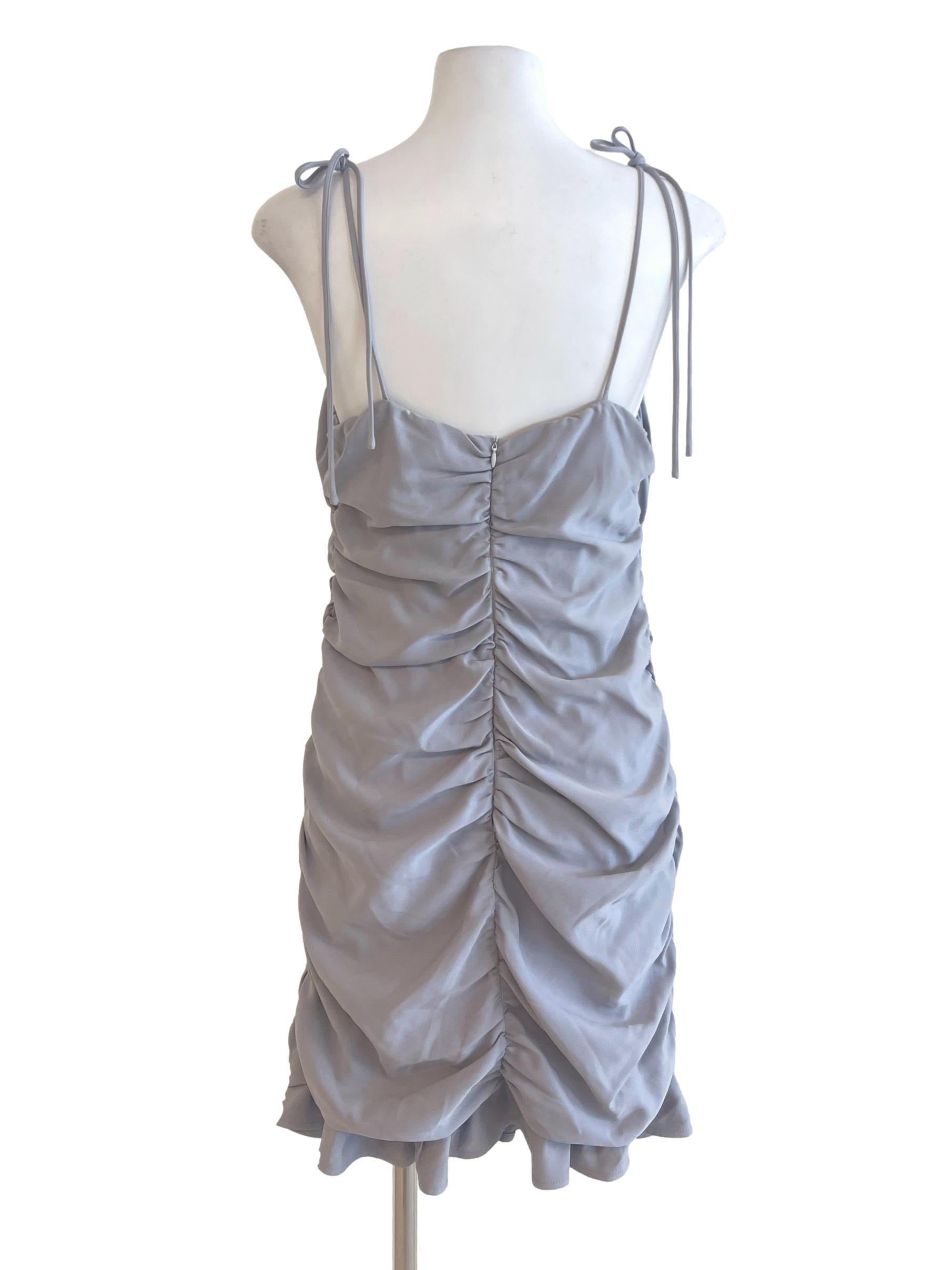 Grey Coin Tie Strap Mini Dress
