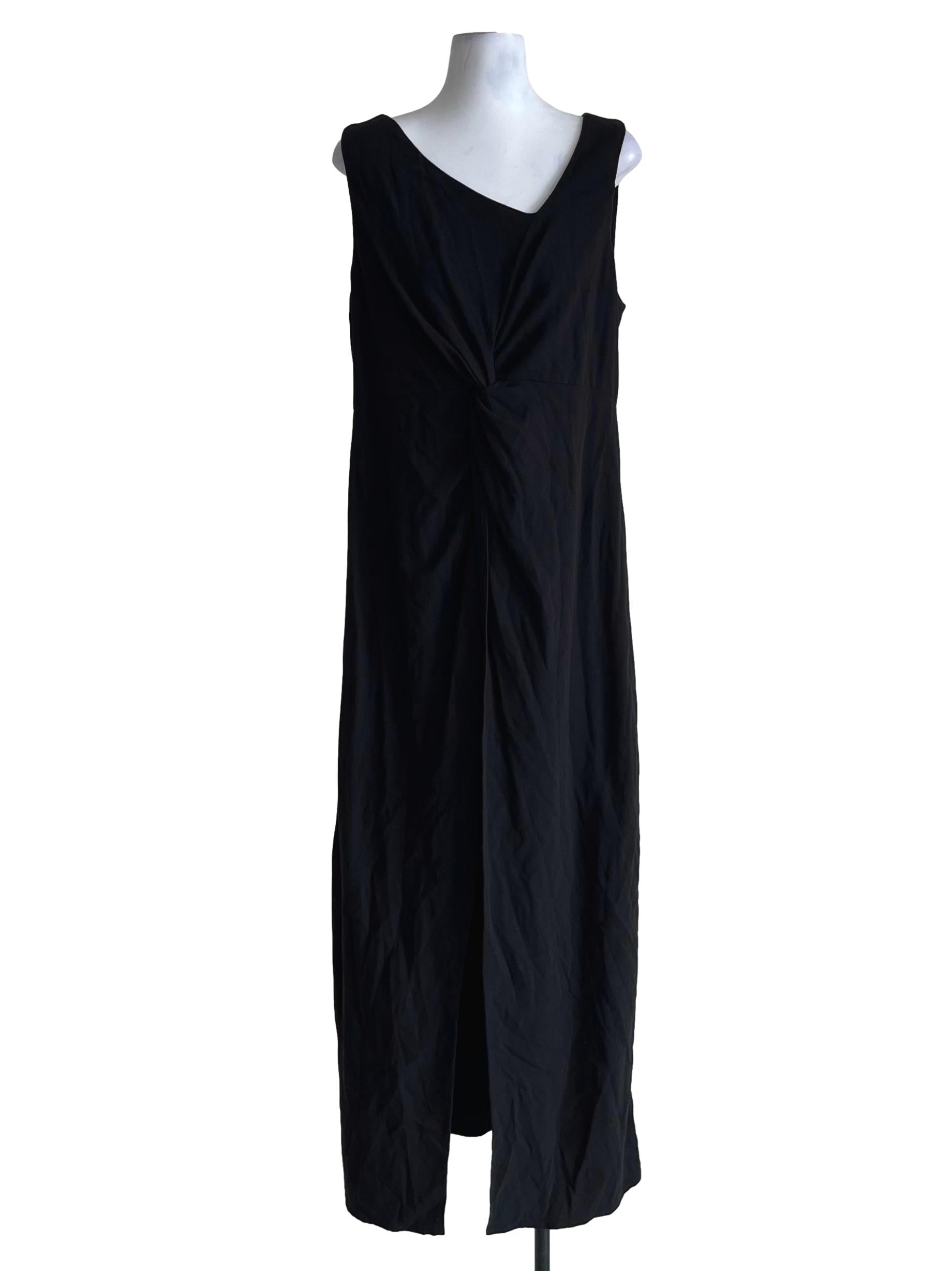 Black Asymmetrical Neckline A-Line Dress