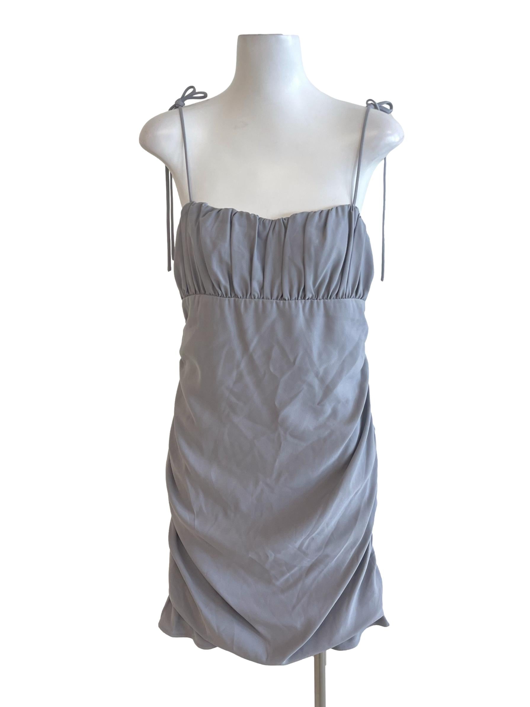 Grey Coin Tie Strap Mini Dress