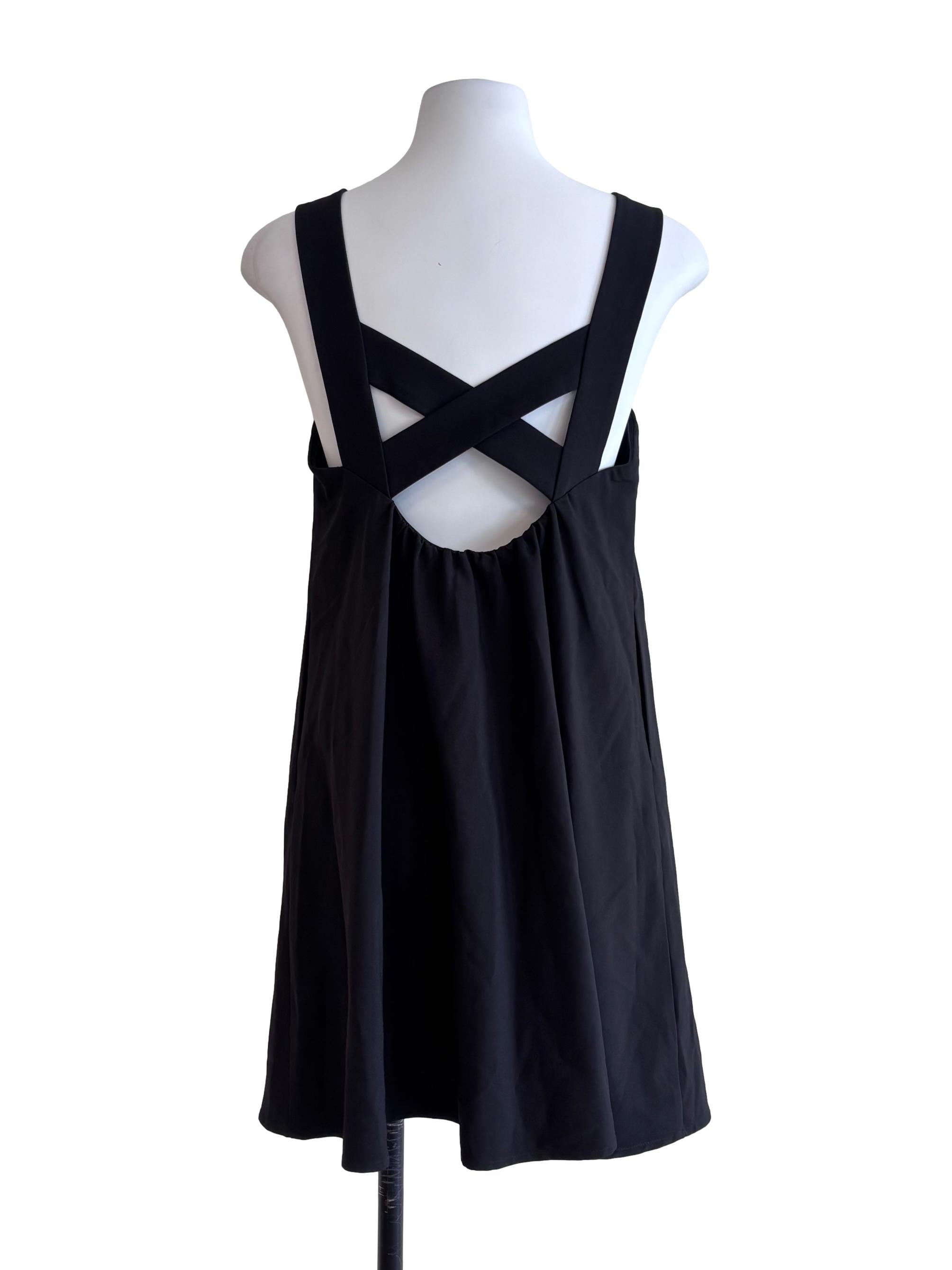 Black Cross Back Straps Mini Dress