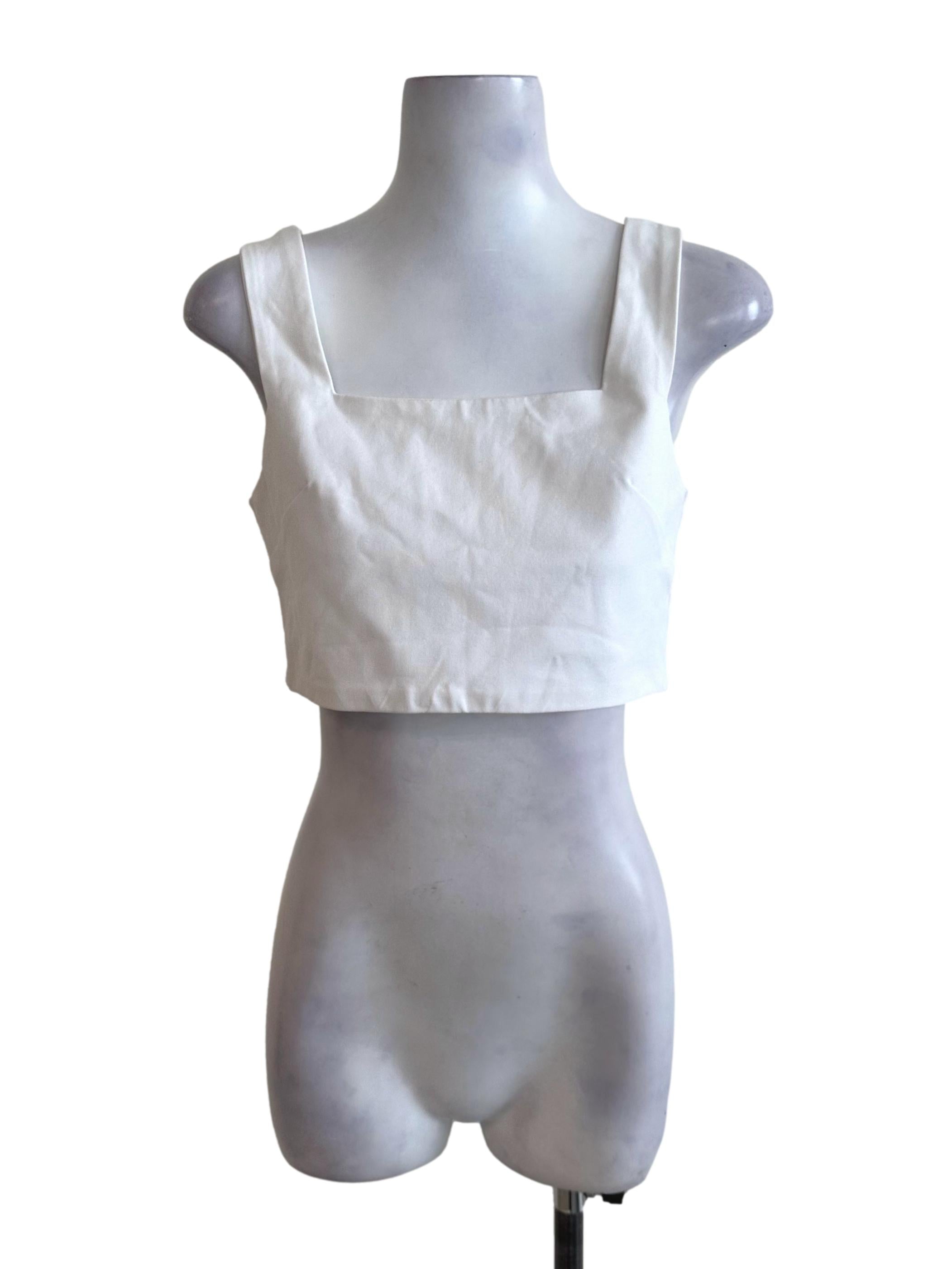 Ivory White Square Neck Crop Top TEM