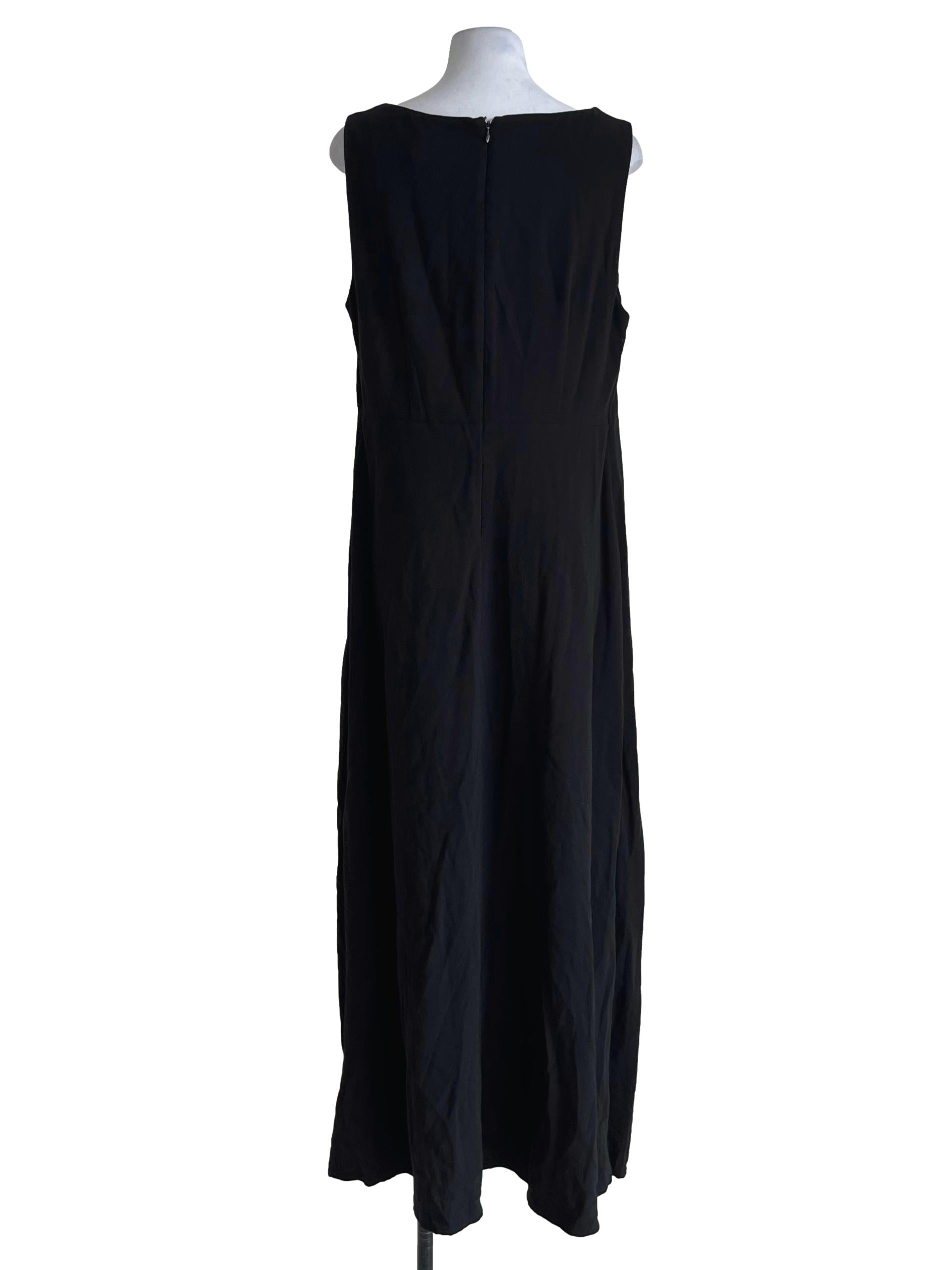 Black Asymmetrical Neckline A-Line Dress
