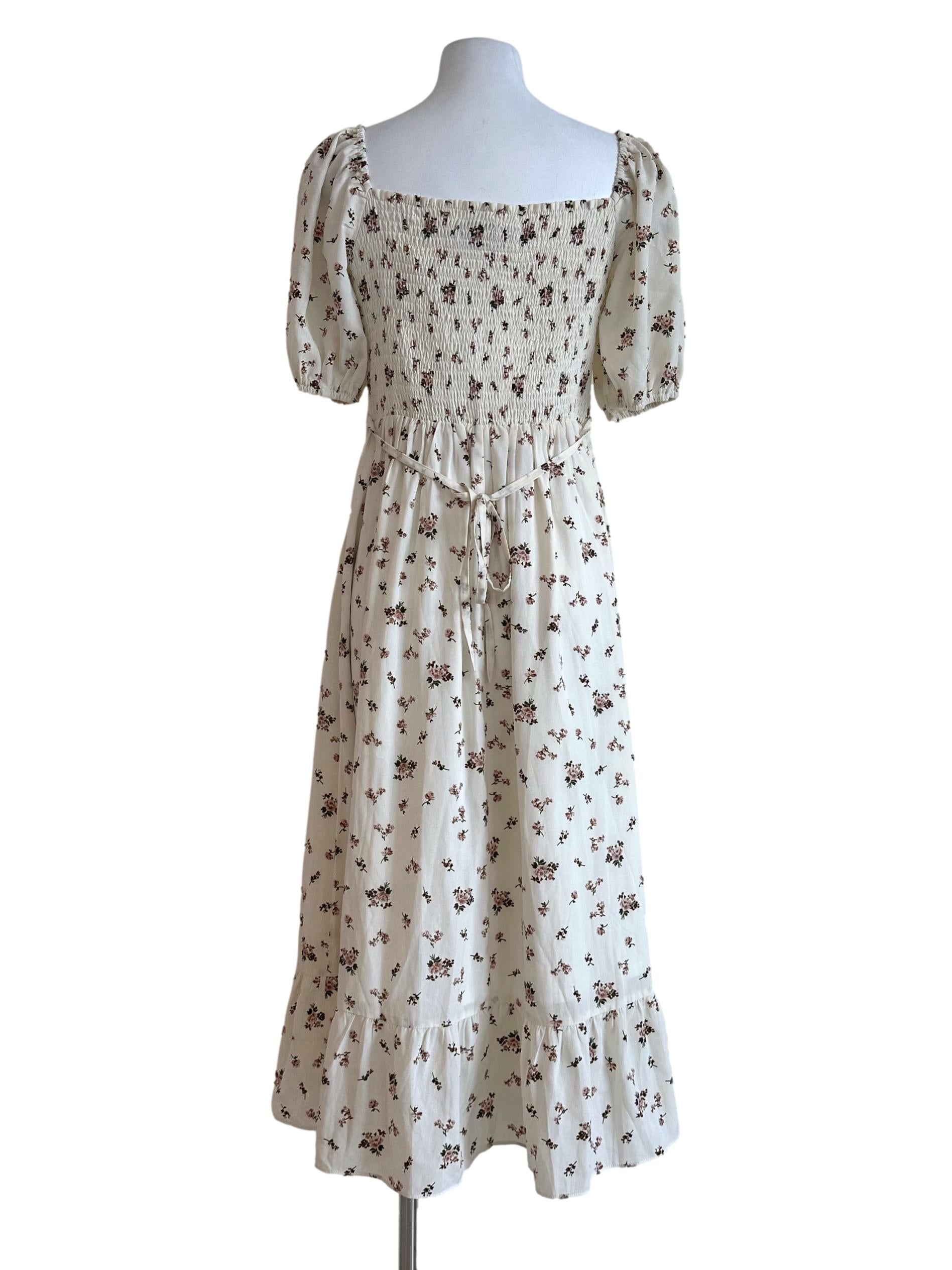 Cream Floral Empire Dress