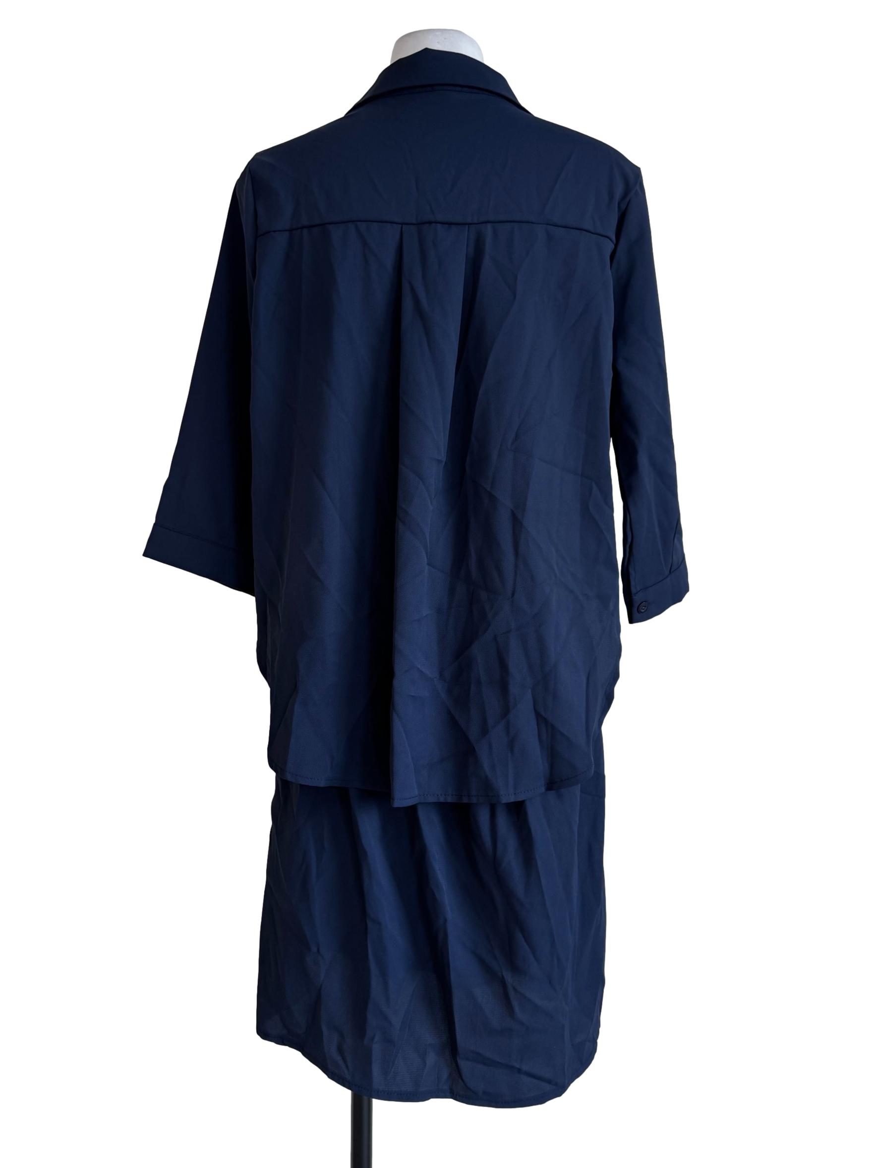 Navy Blue Collared Dress