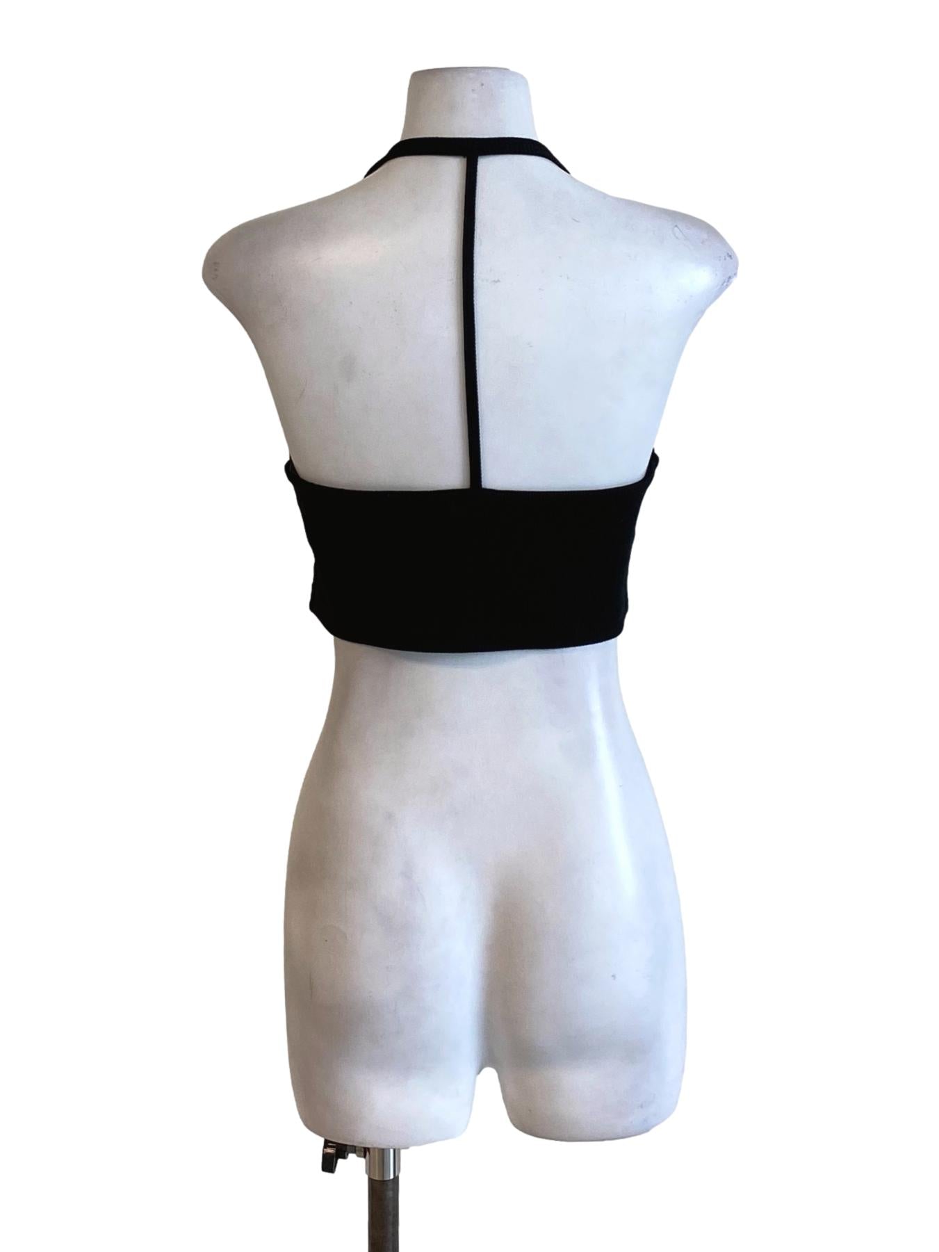 Rich Black Round Neck Sleeveless Cropped Tank Top YHF