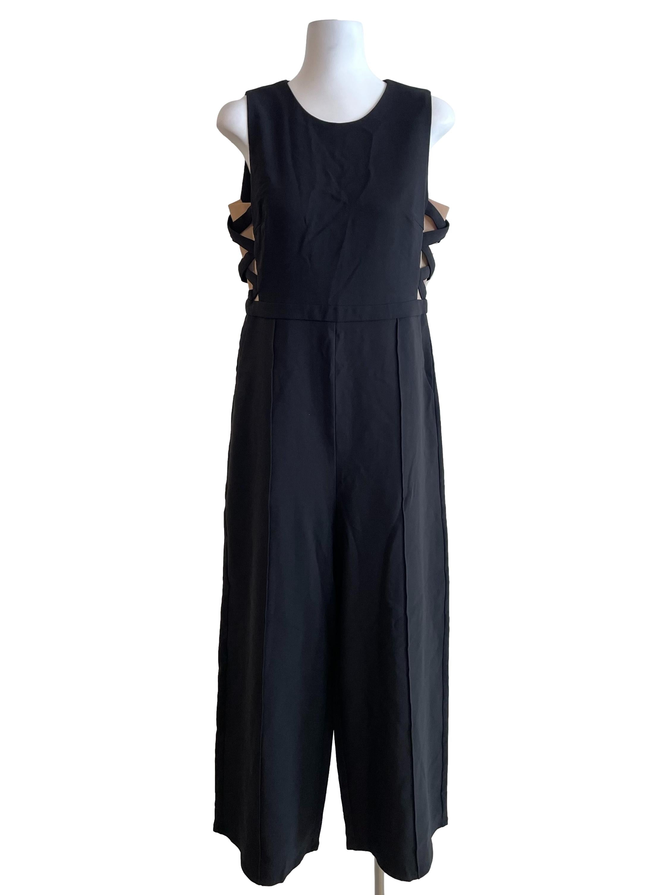 Black Side Lace Up Sleeveless Jumpsuit