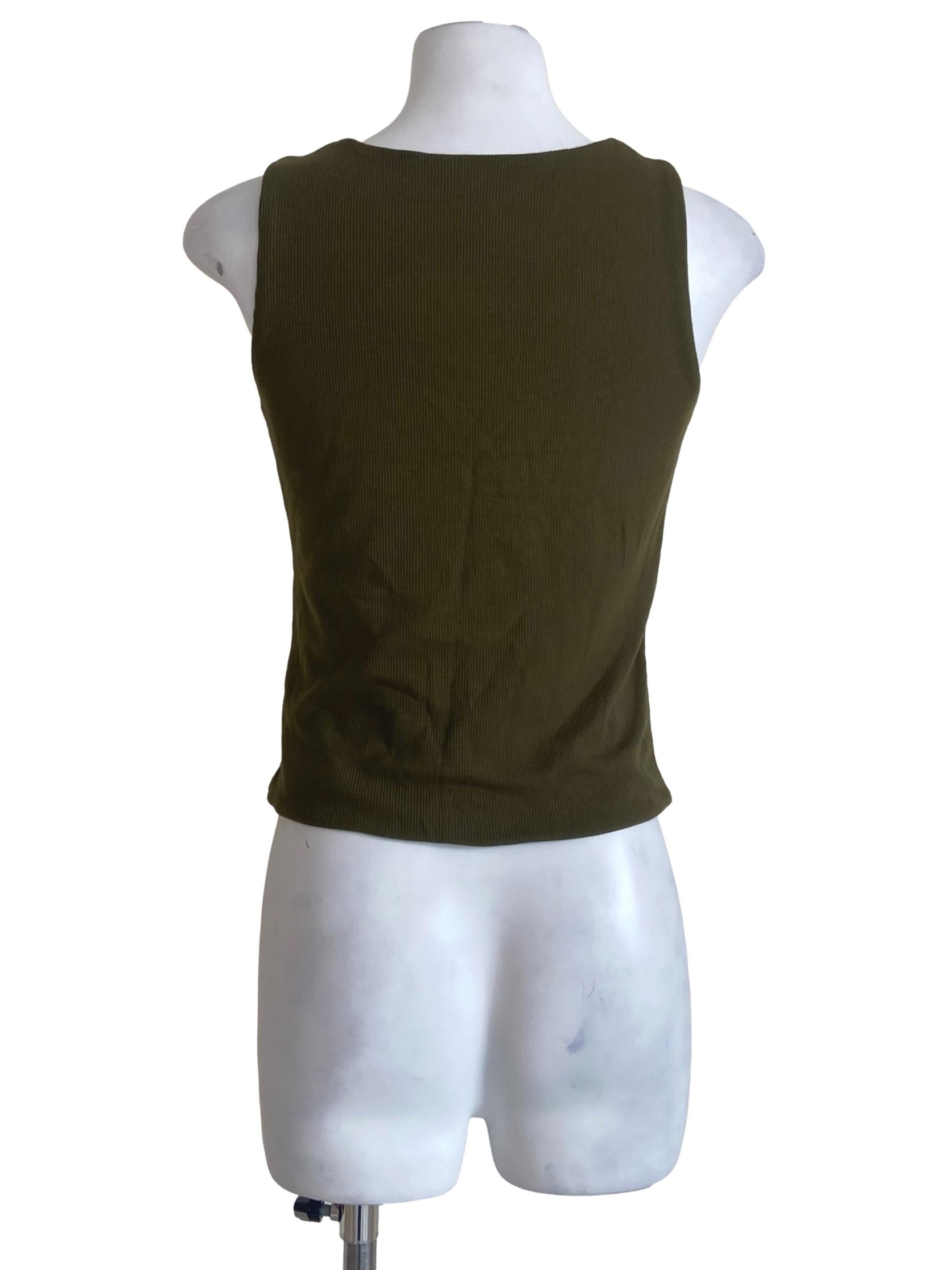 Pickle Green Sleeveless Pencil Stripe Top