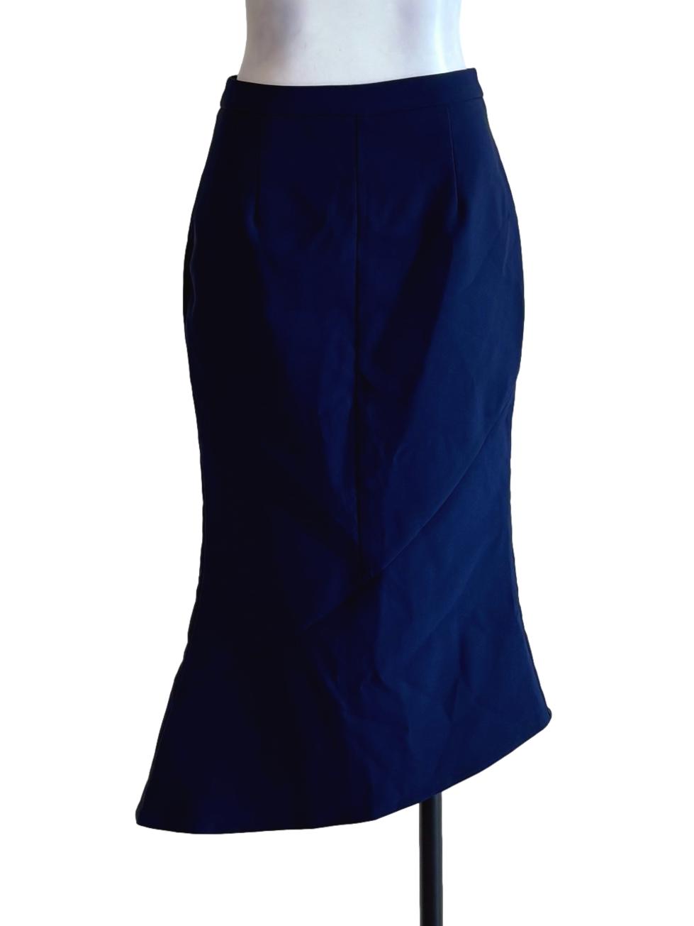 Midnight Blue Asymmetrical Pencil Skirt LB