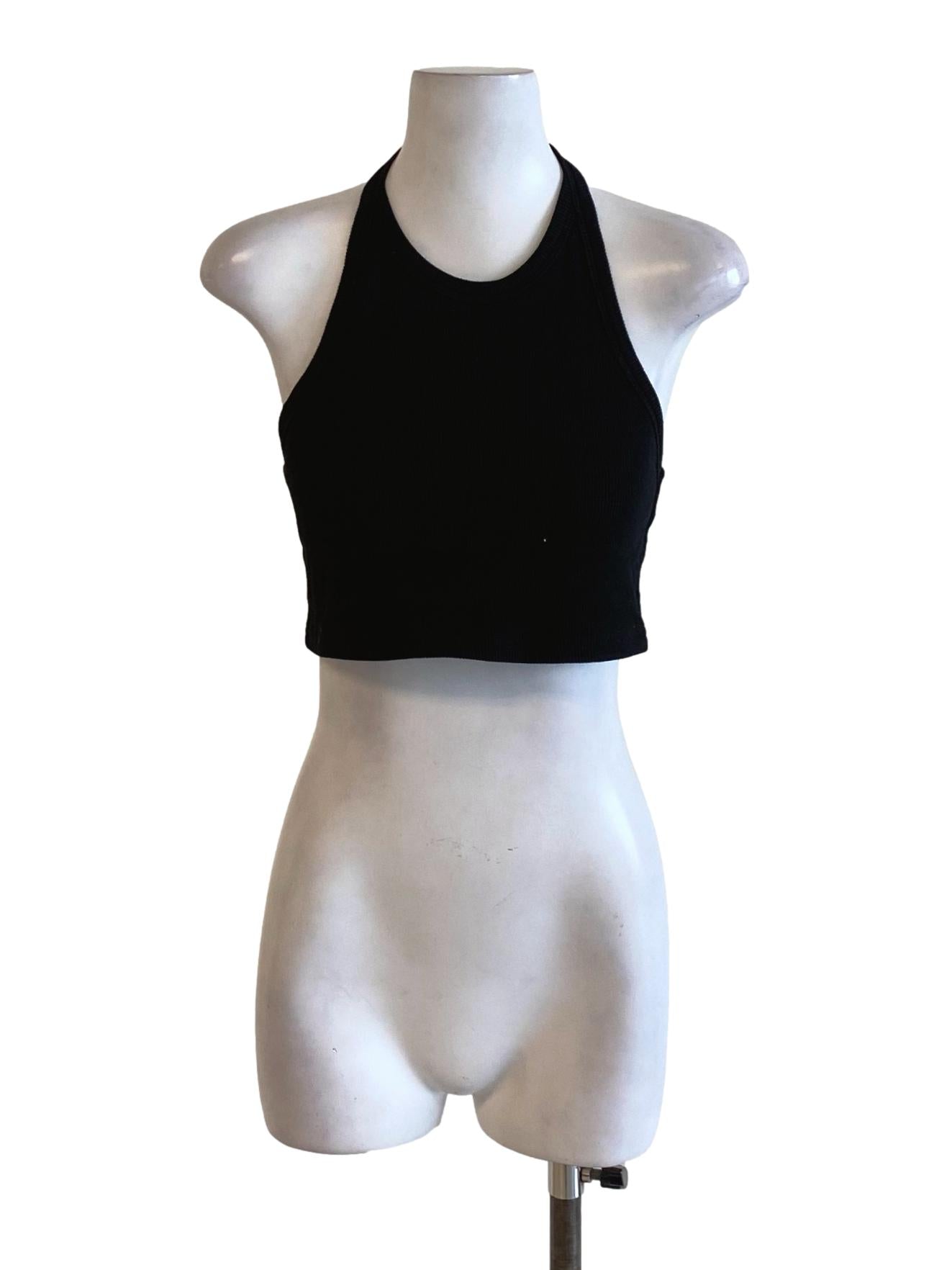 Rich Black Round Neck Sleeveless Cropped Tank Top YHF
