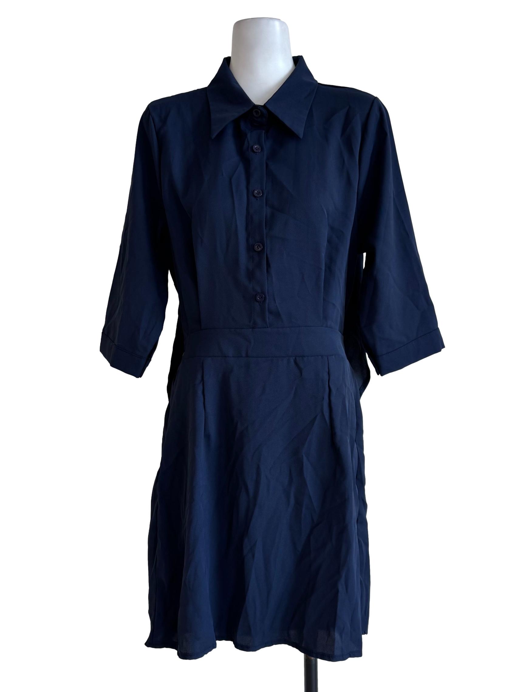 Navy Blue Collared Dress