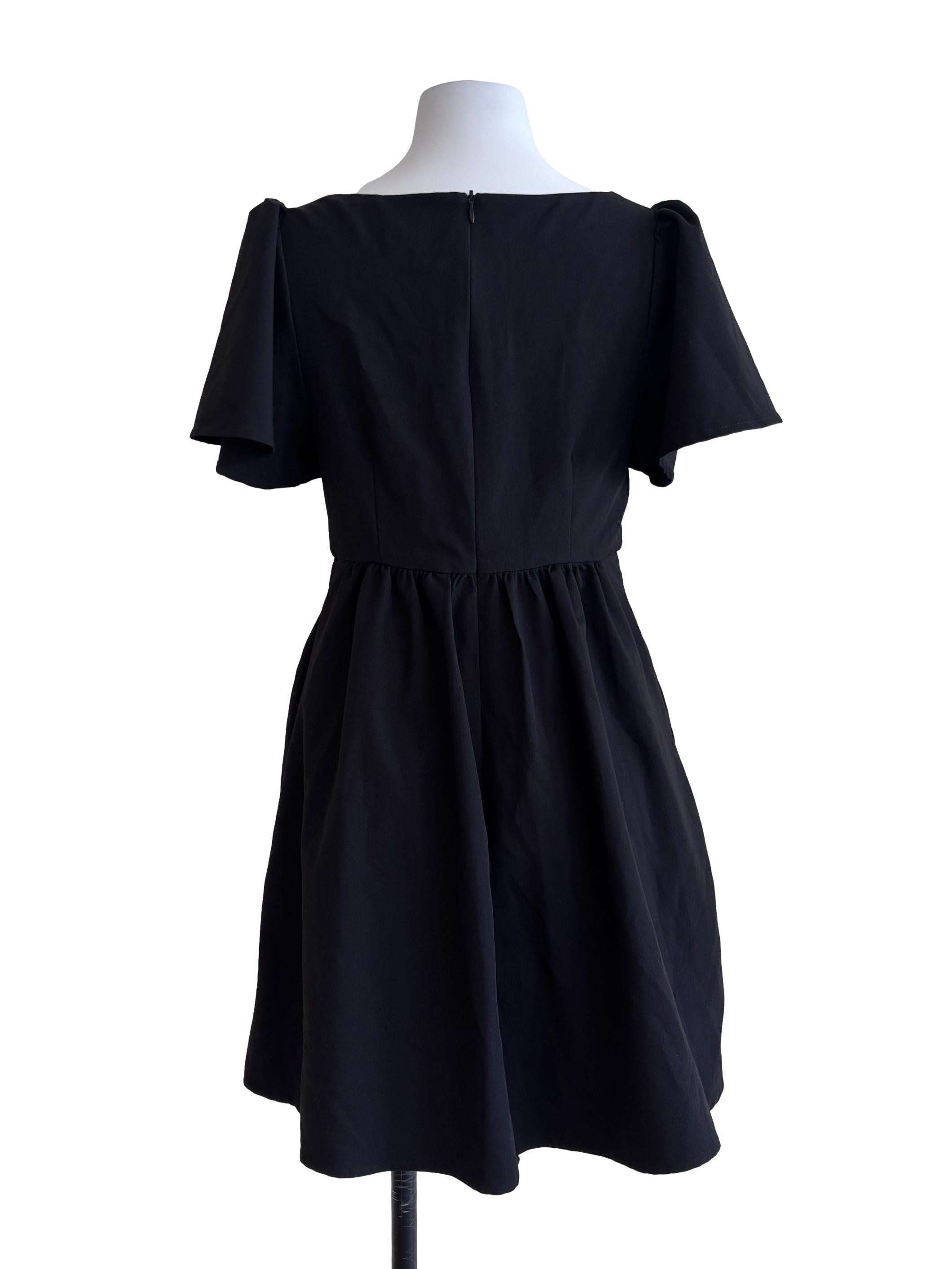 Black Square Neck A-Line Dress