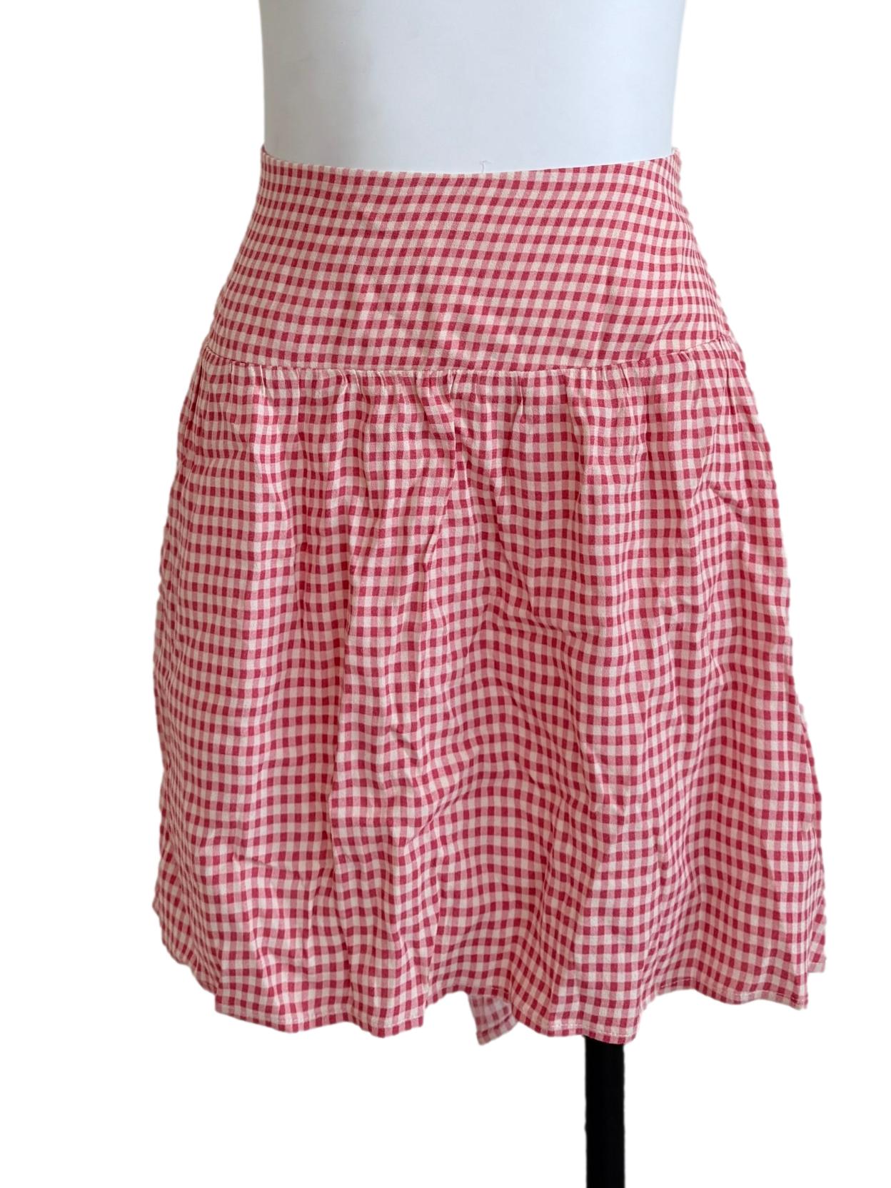 Bubblegum Pink Gingham Mini Skirt