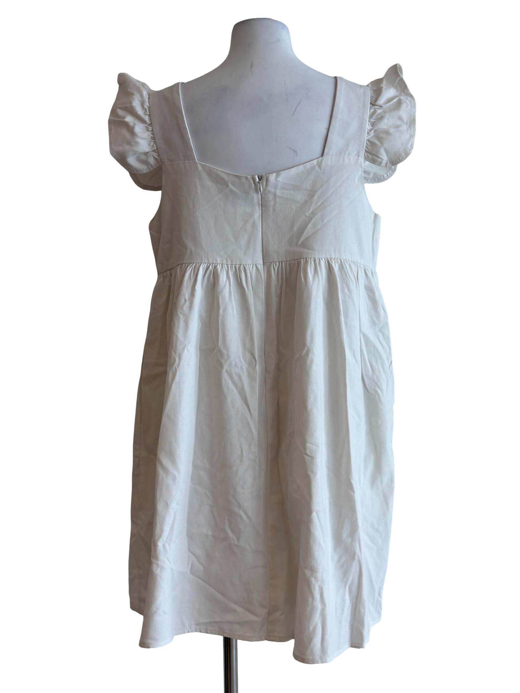 Powder White Ruffle Cotton Dress