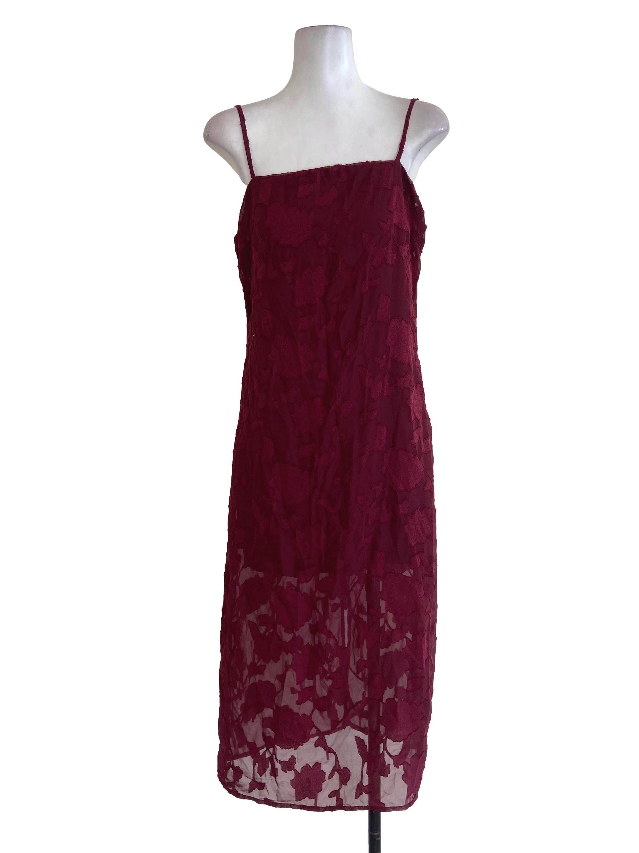 Red Rose Floral Spaghetti Strap Slip Dress