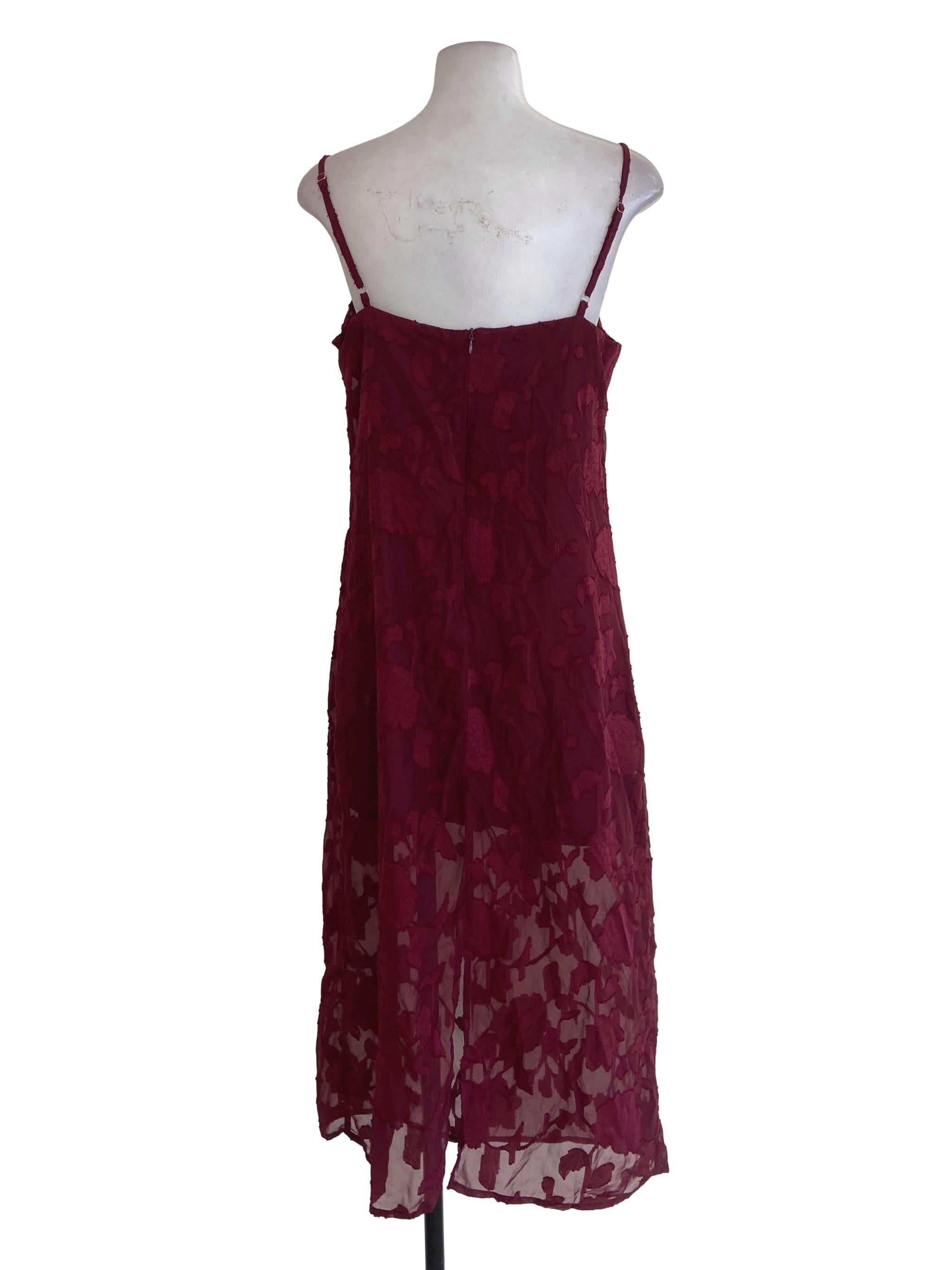 Red Rose Floral Spaghetti Strap Slip Dress