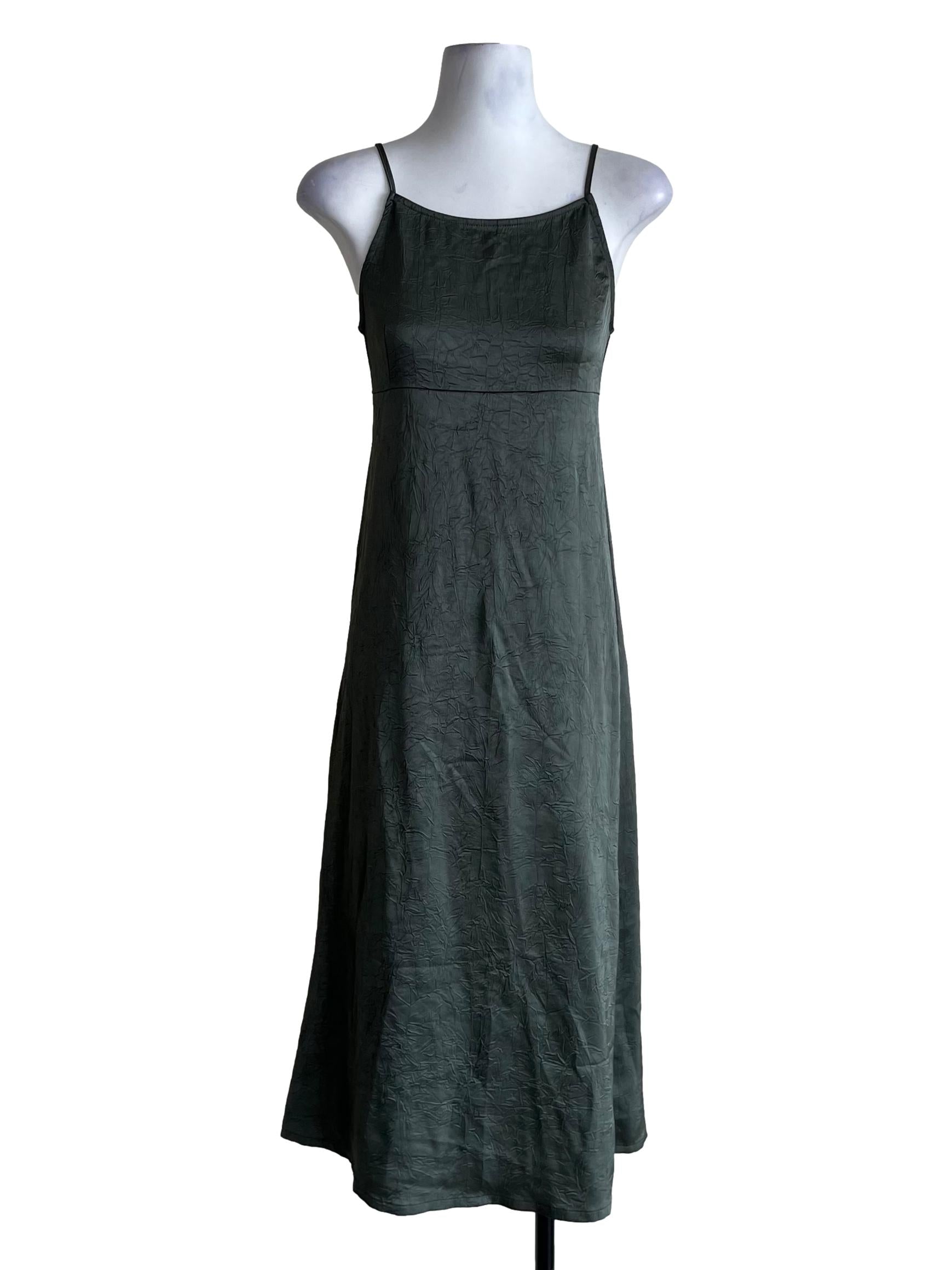 Jade Green Spaghetti Strap A-Line Dress